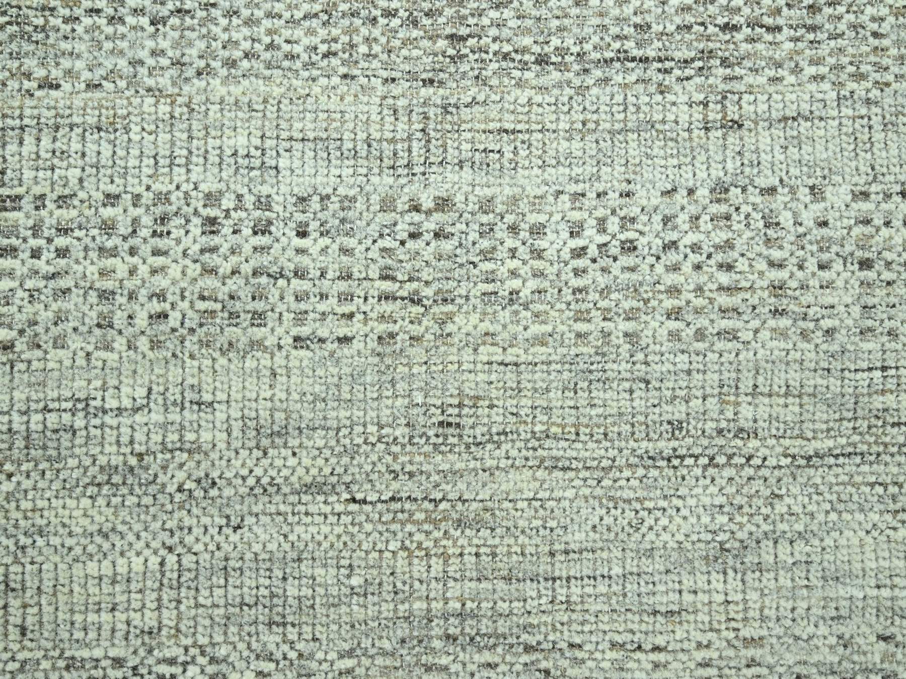 9'2"x12'3" Beaver Brown, Oxidized and Distressed Grass Design with Exposed Warps, Hand Knotted, 100% Wool, Oriental Rug HR76973 - Image 8