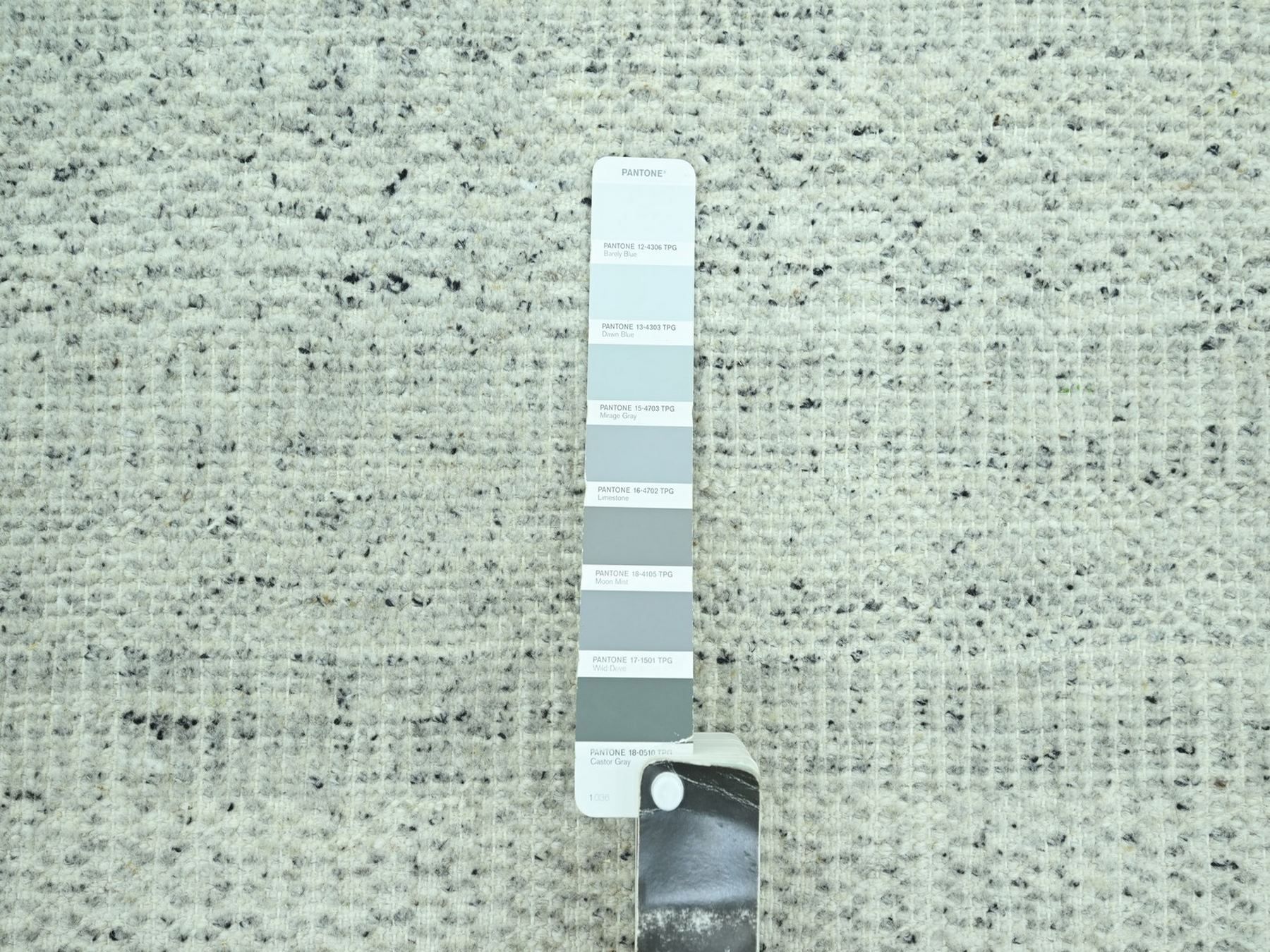 9'1"x12'2" Misty Gray, 100% Wool, Oxidized and Distressed Grass Design with Exposed Warps, Hand Knotted, Oriental Rug HR76976 - Image 7