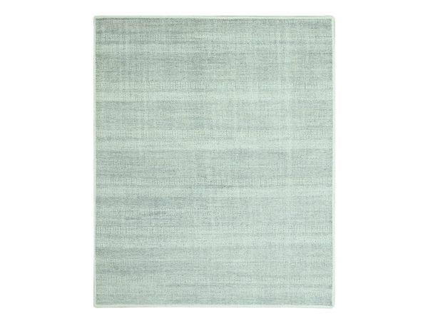 8'2"x10'2" Misty Gray, Hand Knotted, Oxidized and Distressed Grass Design with Exposed Warps, 100% Wool, Oriental Rug HR76977