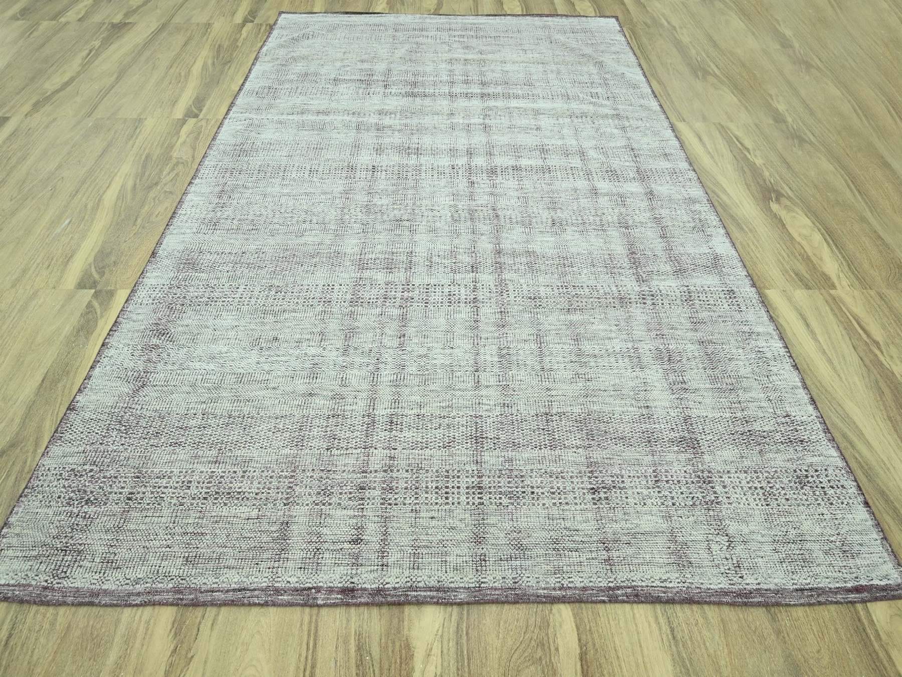8'10"x11'10" Wine Red with Ivory, 100% Wool, Hand Knotted, Oxidized and Distressed Grass Design with Exposed Warps, Oriental Rug HR76982 - Image 2
