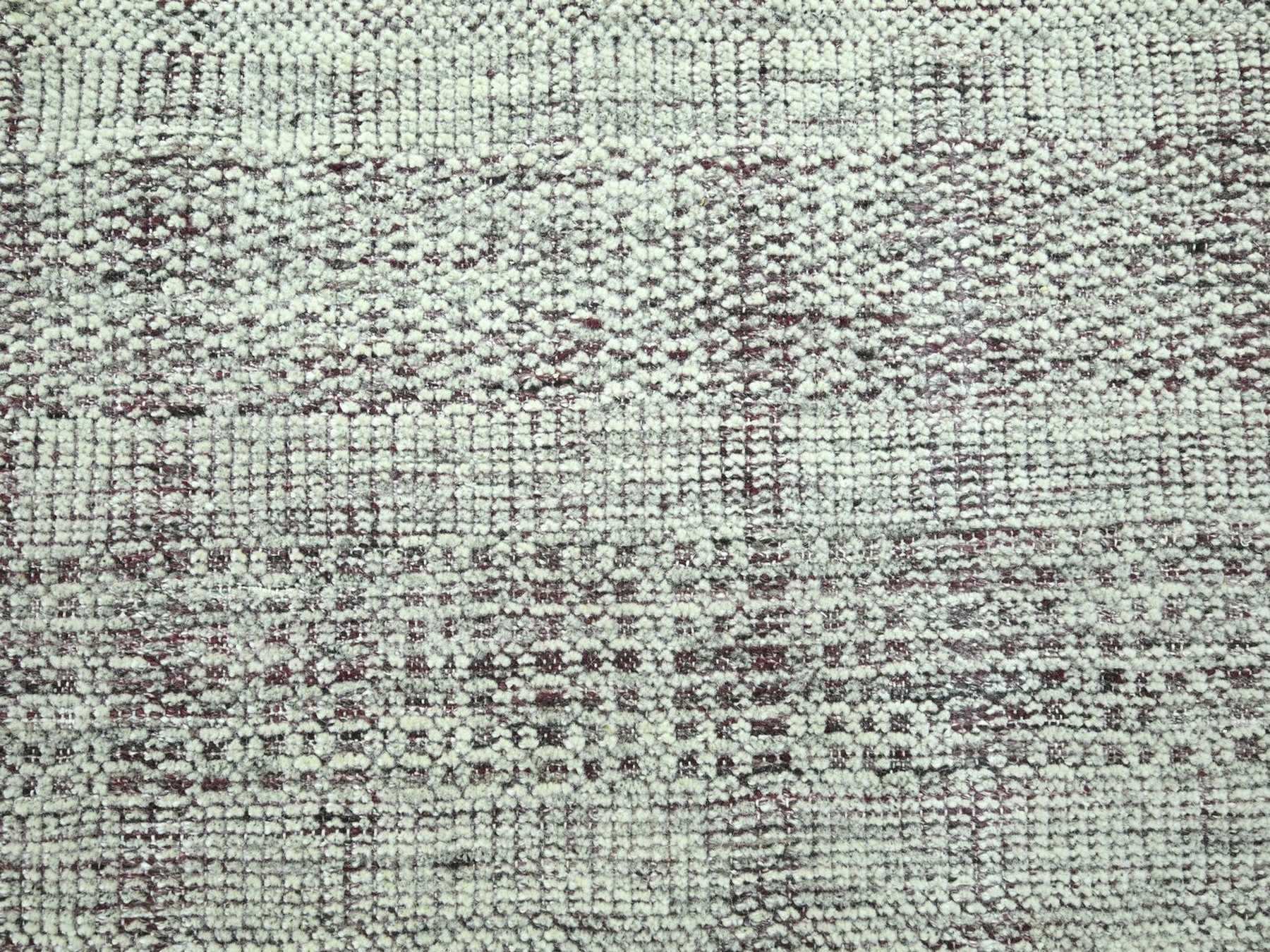 8'10"x11'10" Wine Red with Ivory, 100% Wool, Hand Knotted, Oxidized and Distressed Grass Design with Exposed Warps, Oriental Rug HR76982 - Image 8