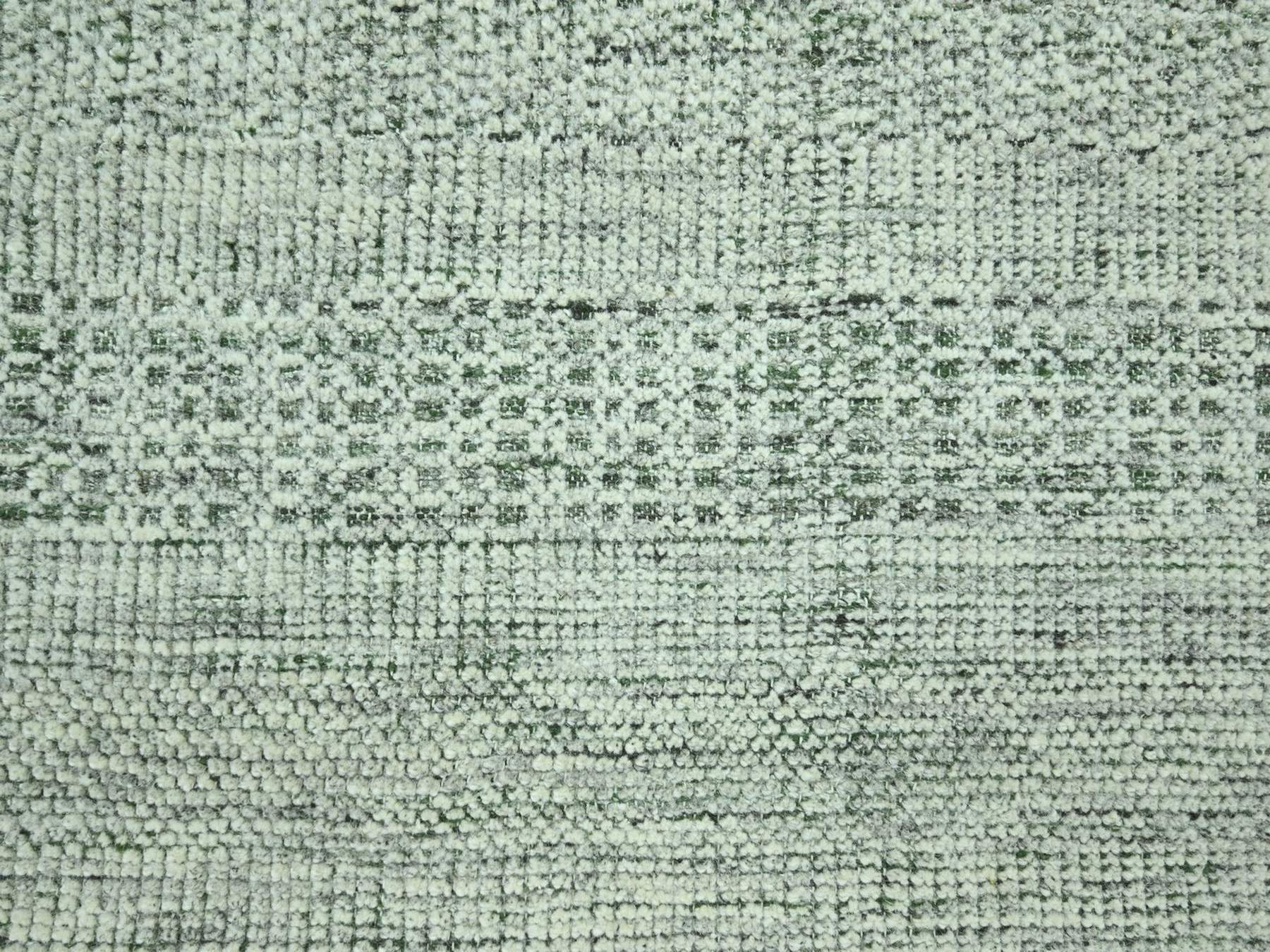8'x10'2" Basil Green with Ivory, Oxidized and Distressed Grass Design with Exposed Warps, 100% Wool, Hand Knotted, Oriental Rug HR76987 - Image 8