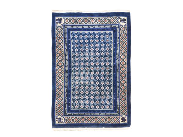 3'10"x6'2" Stone Blue, Vintage Chinese Hand Knotted Oriental Rug, 100% Wool, Full and Soft Pile, Clean, Thick and Plush, Excellent Condition, HR78562