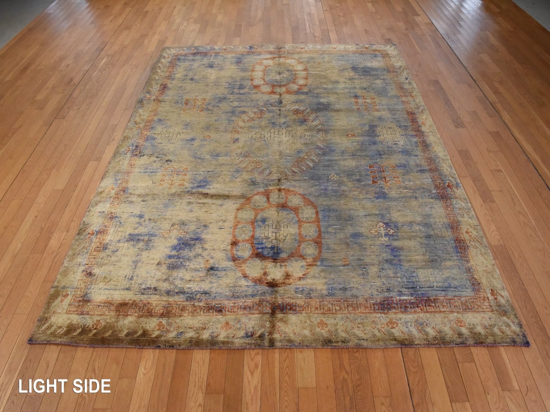 8'2"x10'1" Taffy Brown, Overdyed Khotan Design, Hand Knotted, Pure Silk, Oriental Rug HR78572 - Image 3