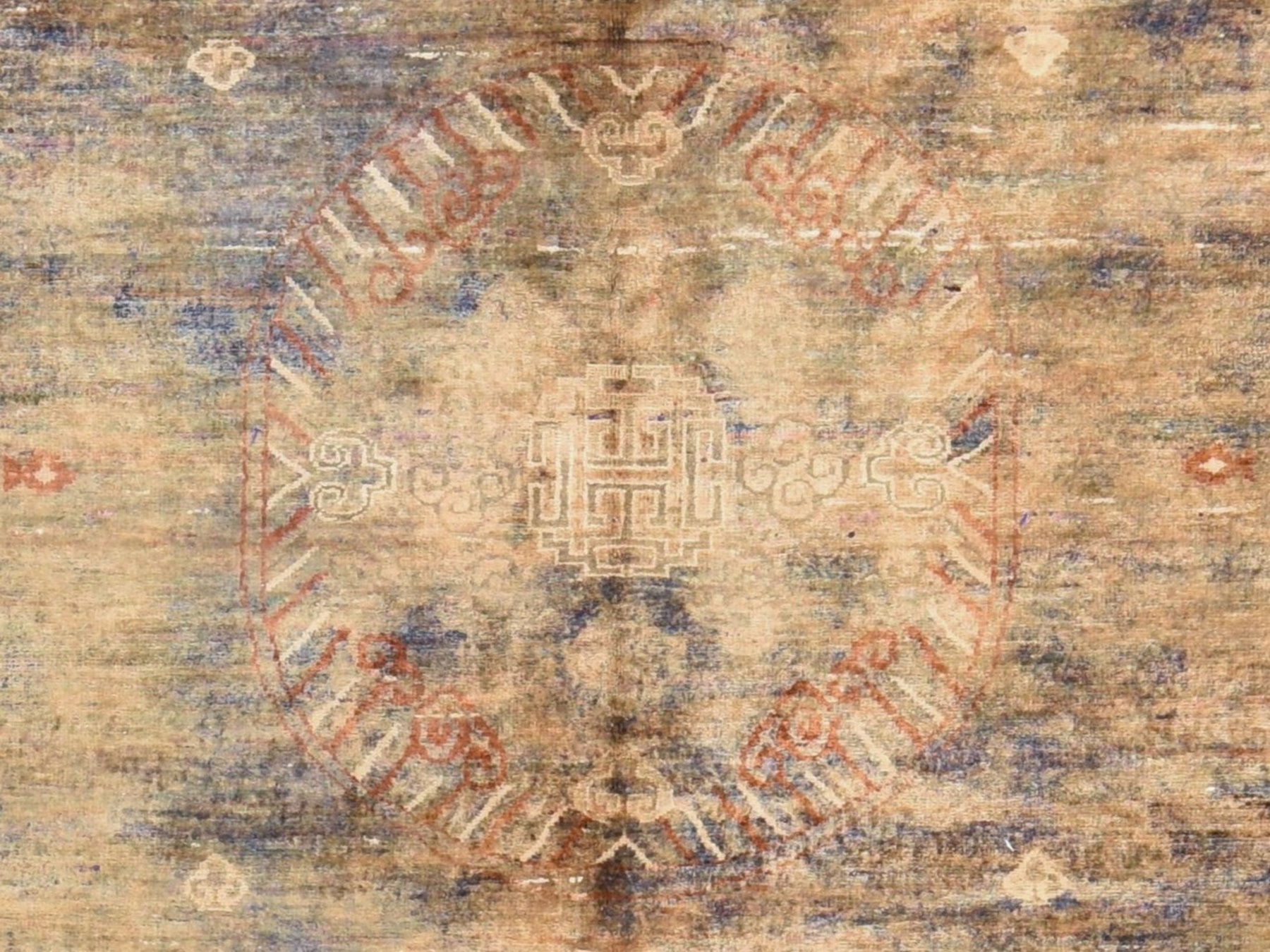 8'2"x10'1" Taffy Brown, Overdyed Khotan Design, Hand Knotted, Pure Silk, Oriental Rug HR78572 - Image 5