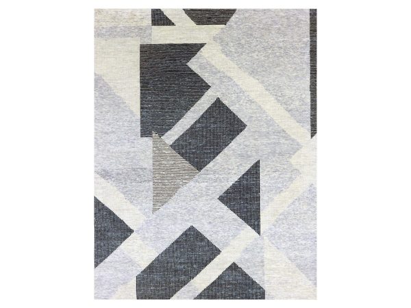 11'10"x15'2" Gainsboro Gray, Geometric Art Deco Collection Soft to the Touch, Pure Wool Hand Knotted, Oversized Oriental Rug HR79399