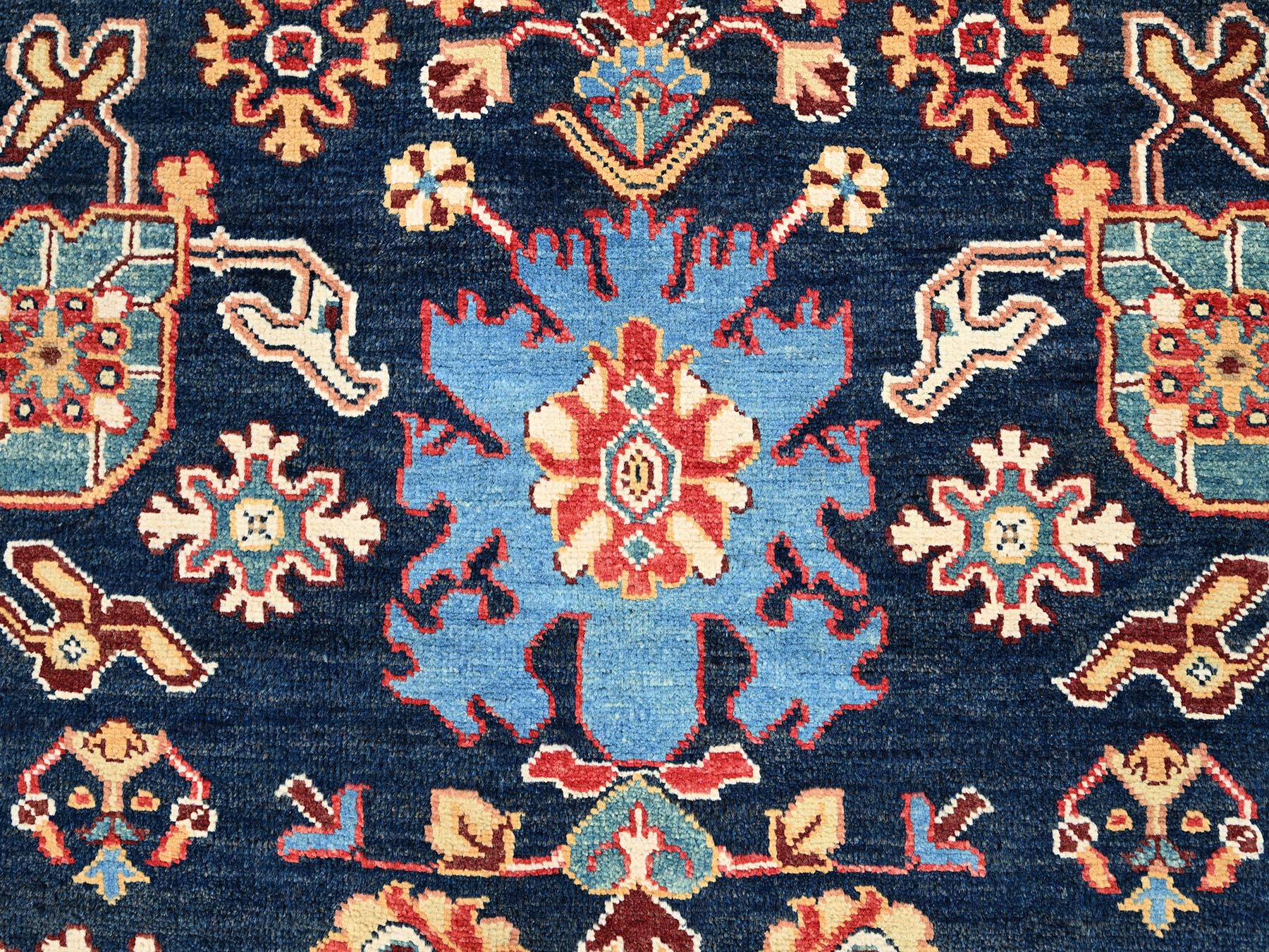 8'2"x9'8" Night Sky Blue, Organic Wool, Vegetable Dyes and Dense Weave, Afghan Serapi Heriz, Hand Knotted, Oriental Rug HR86200 - Image 8