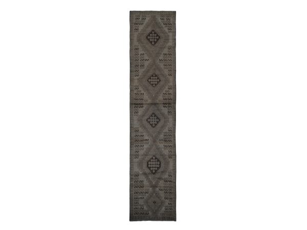 2'9"x12'8" Fawn Brown, Washed Out Afghan Baluch with Geometric Design, Pure Wool, Hand Knotted, Runner Oriental Rug HR87963
