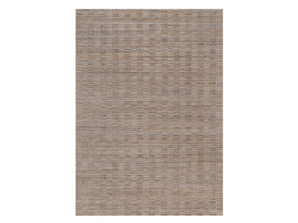 10'x14'1" Beaver Brown, Modern Grid Pattern, Natural Wool, Thick and Plush, Hand Loomed, Oriental Rug HR92178