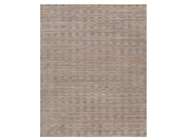 12'1"x15' Beaver Brown, Natural Wool, Hand Loomed, Modern Grid Pattern, Thick and Plush, XL, Oversized, Oriental Rug HR92186