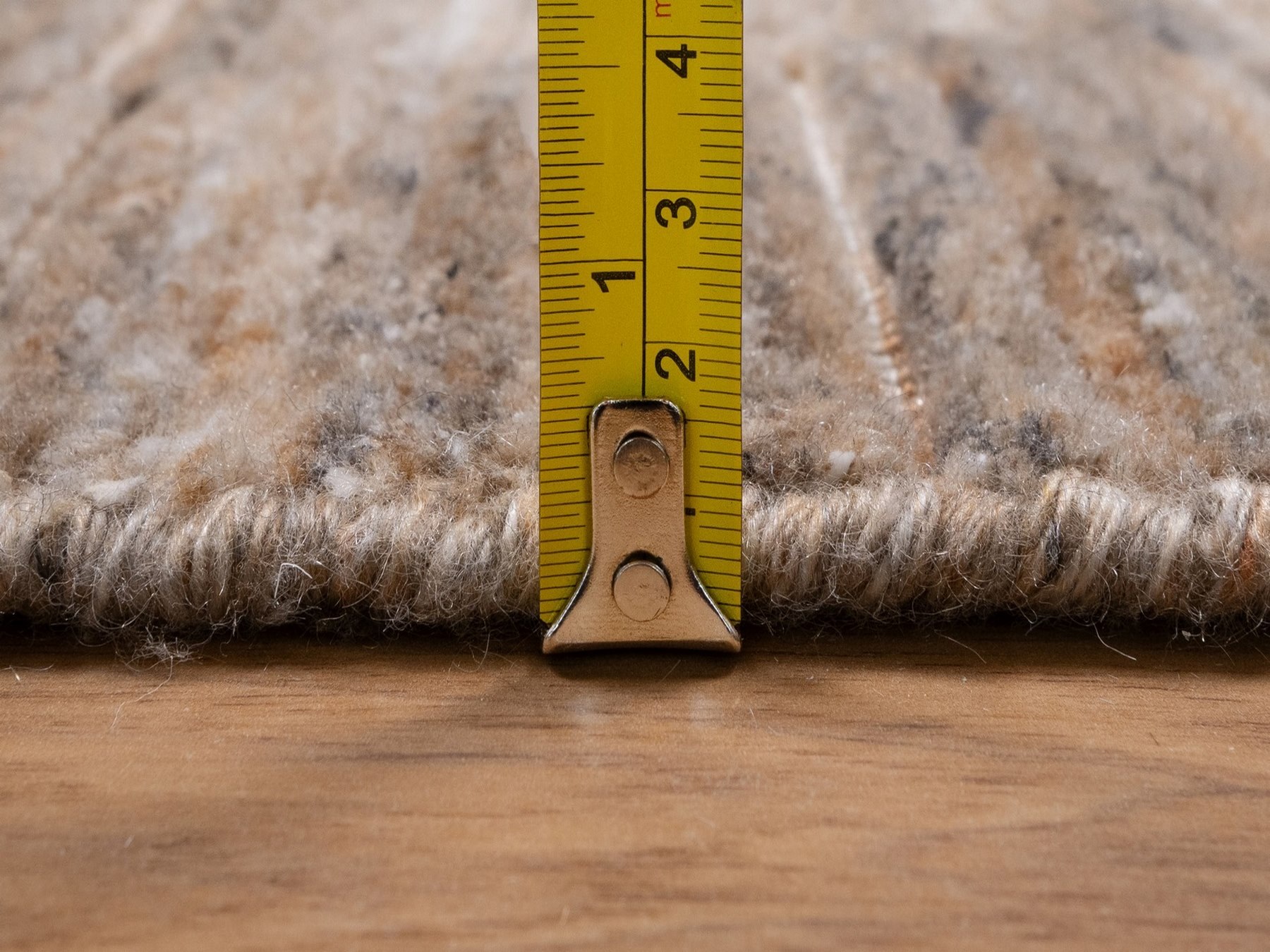 6'x6' Camel Brown, Hand Loomed, Modern Grid Pattern, Natural Wool, Thick and Plush, Round, Oriental Rug HR92195 - Image 7