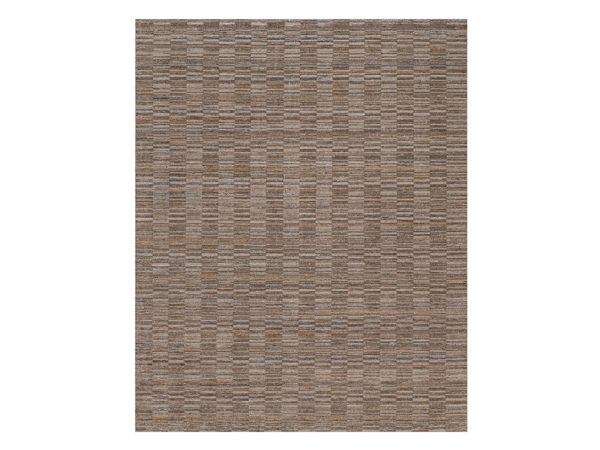 8'x10' Camel Brown, Modern Grid Pattern, Natural Wool, Thick and Plush, Hand Loomed, Oriental Rug HR92197
