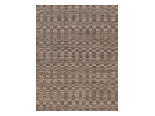 9'1"x12' Camel Brown, Modern Grid Pattern, Natural Wool, Hand Loomed, Thick and Plush, Oriental Rug HR92230