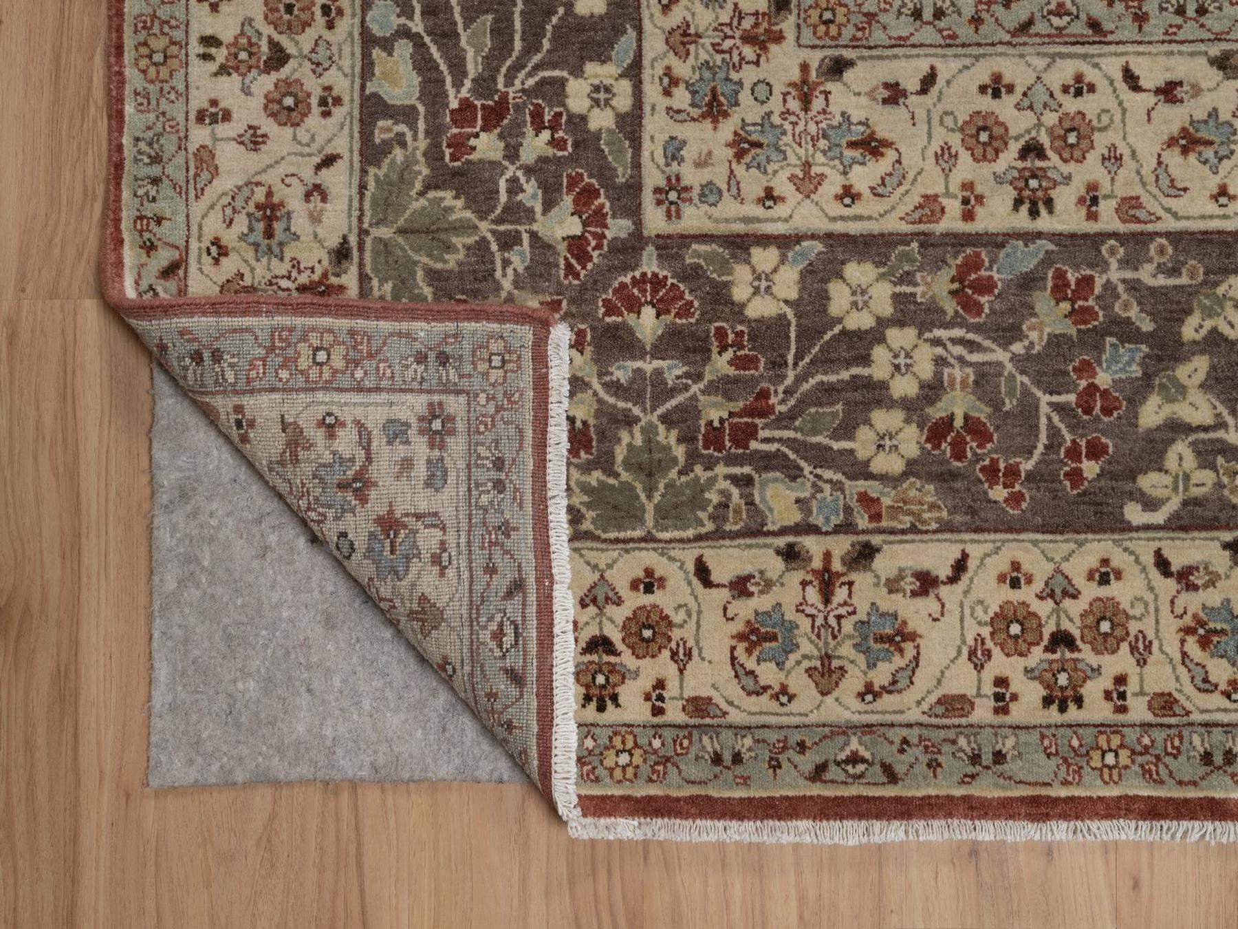 10'x10' Auburn Red, Tabriz Haja Jalili Re-Creation with Flower Medallion Design, Hand Knotted, Hand Spun New Zealand Wool, Denser Weave, Square, Oriental Rug HR92460 - Image 4