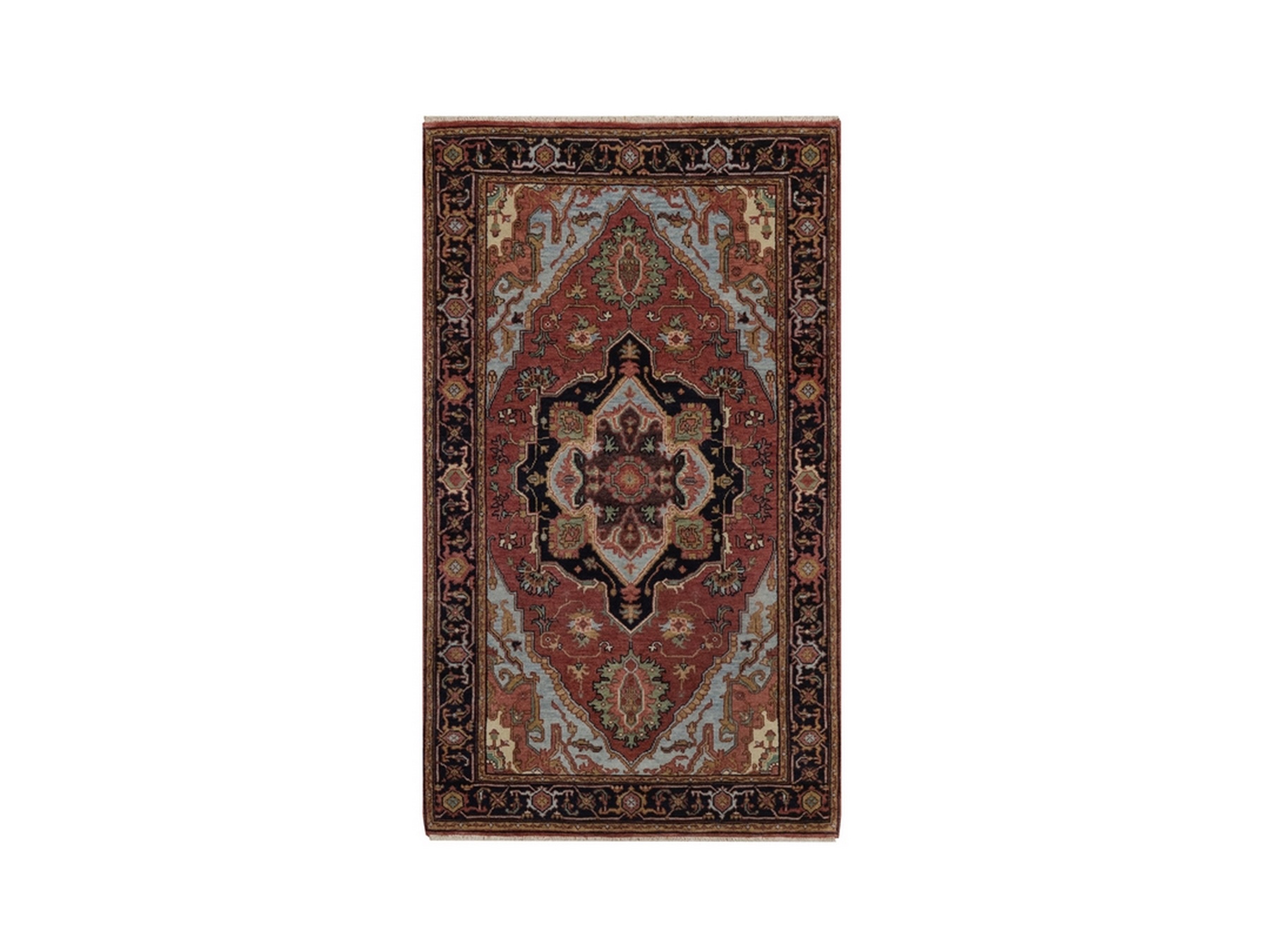 3'x5'3" Brick Red, Antiqued Fine Heriz Re-Creation with Medallion Design, Hand Knotted, Hand Spun New Zealand Wool, Vegetable Dyes, Denser Weave, Oriental Rug HR92461