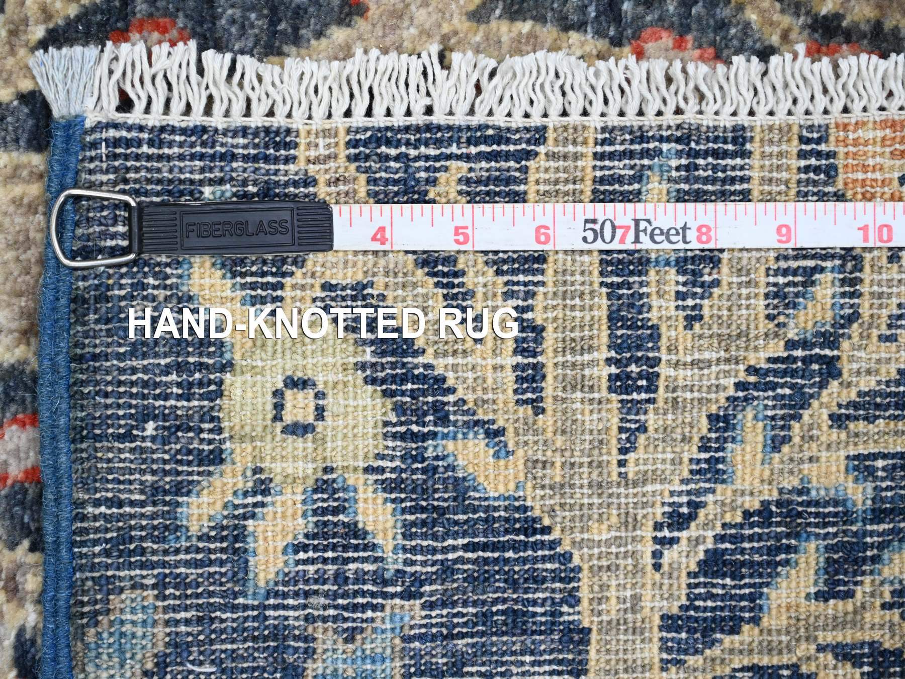 4'x15'8" Aegean Blue, Hand Knotted, Afghan Peshawar with Birds of Paradise Design, Soft Wool, Veggie Dyes, XL Wide Runner, Oriental Rug HR20263 - Image 6