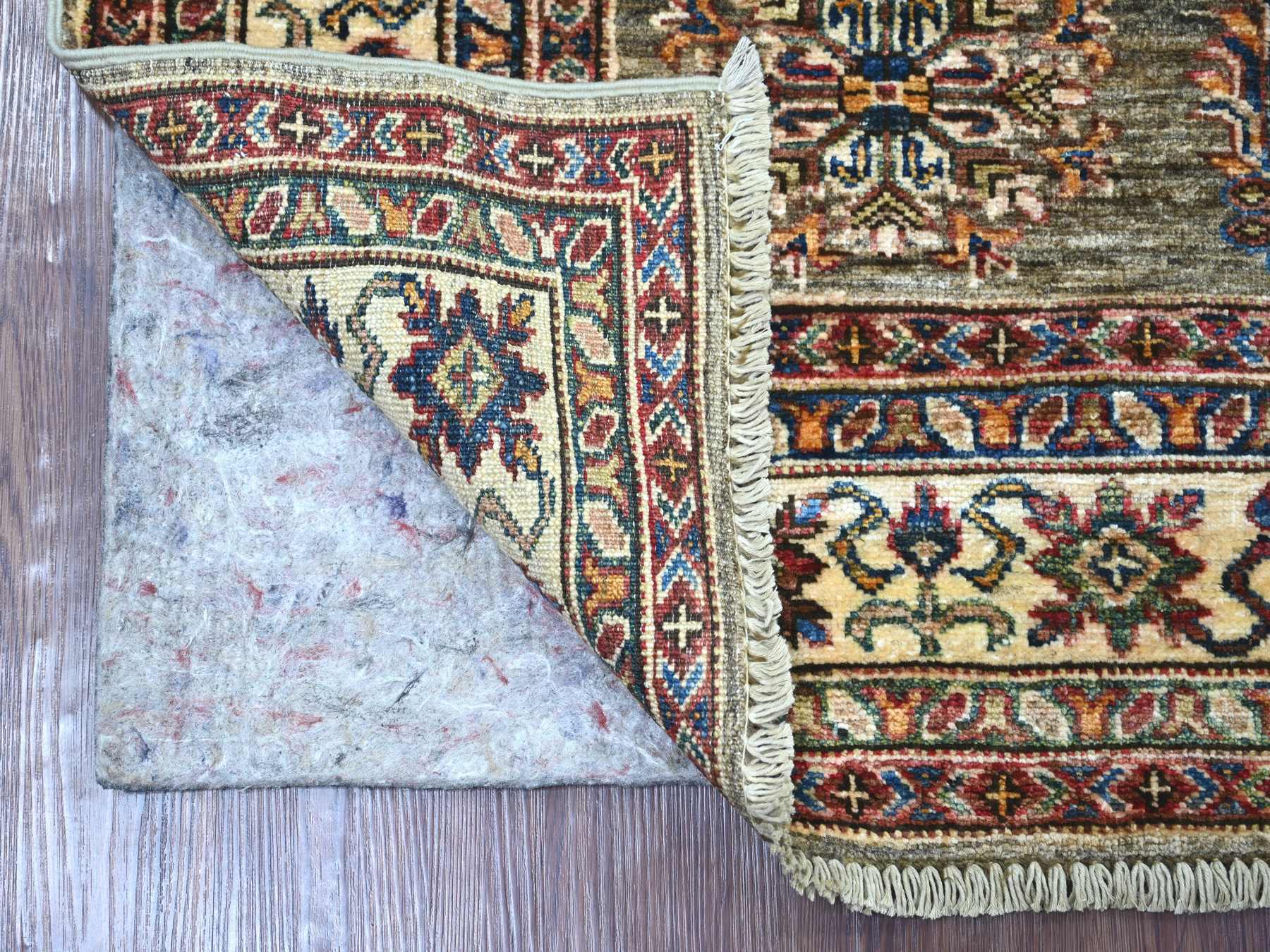 4'x6' Ash Gray, Afghan Super Kazak with Tribal Medallions Design, Hand Knotted, 100% Wool, Vegetable Dyes, Oriental Rug HR21348 - Image 2