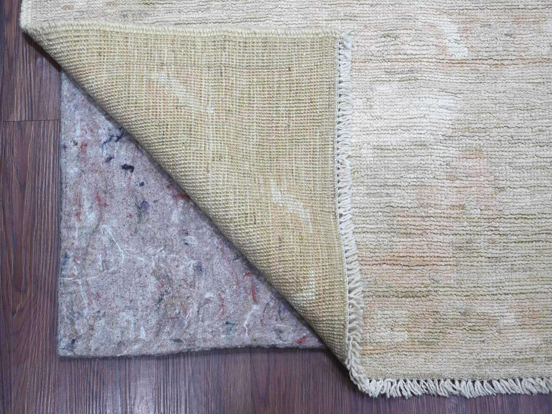 9'x12' Light Brown, Hand Knotted, Afghan Angora Oushak with Faded Out Leaf Design, Densely Woven, 100% Wool, Oriental Rug HR21396 - Image 4