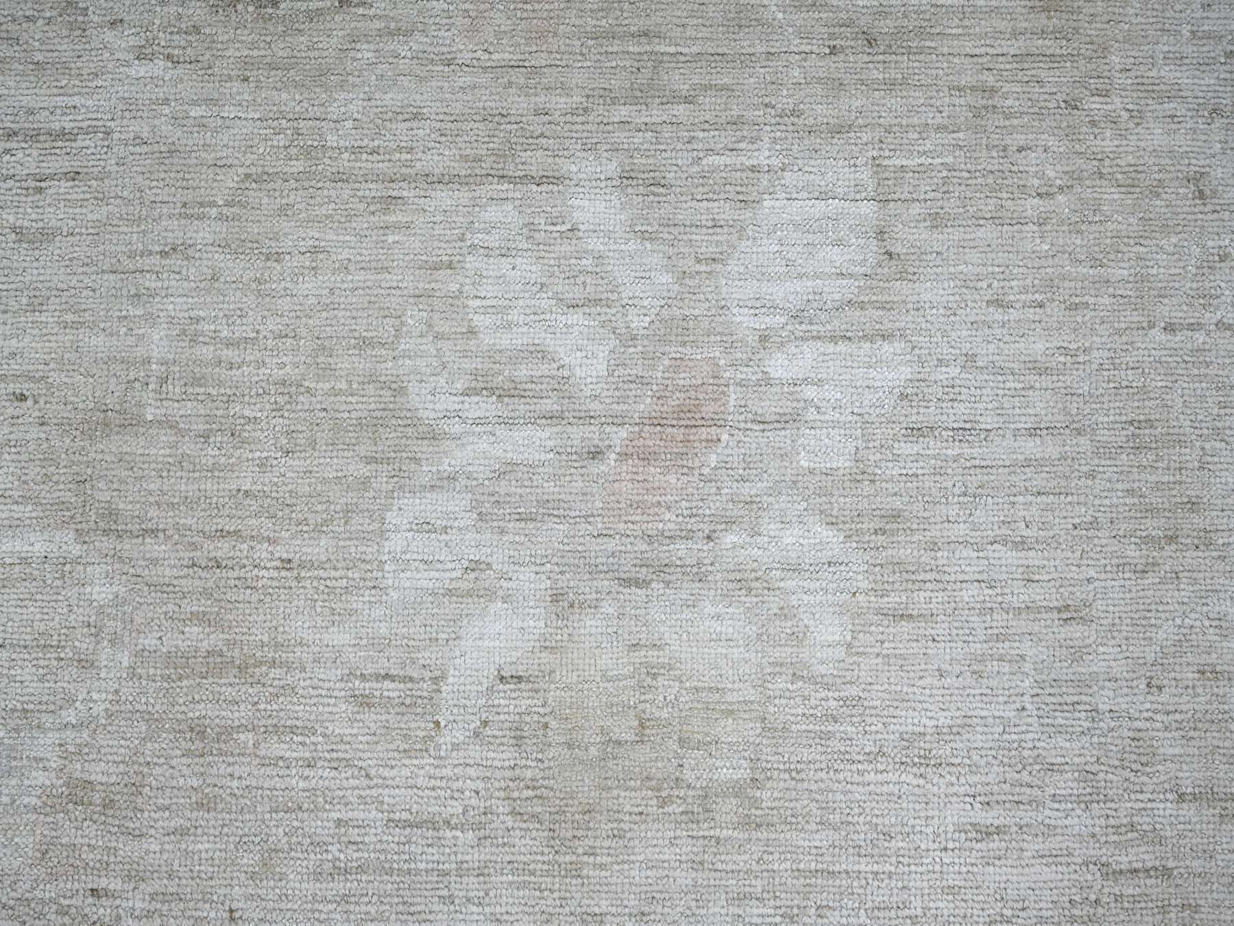 9'x12' Light Brown, Hand Knotted, Afghan Angora Oushak with Faded Out Leaf Design, Densely Woven, 100% Wool, Oriental Rug HR21396 - Image 8