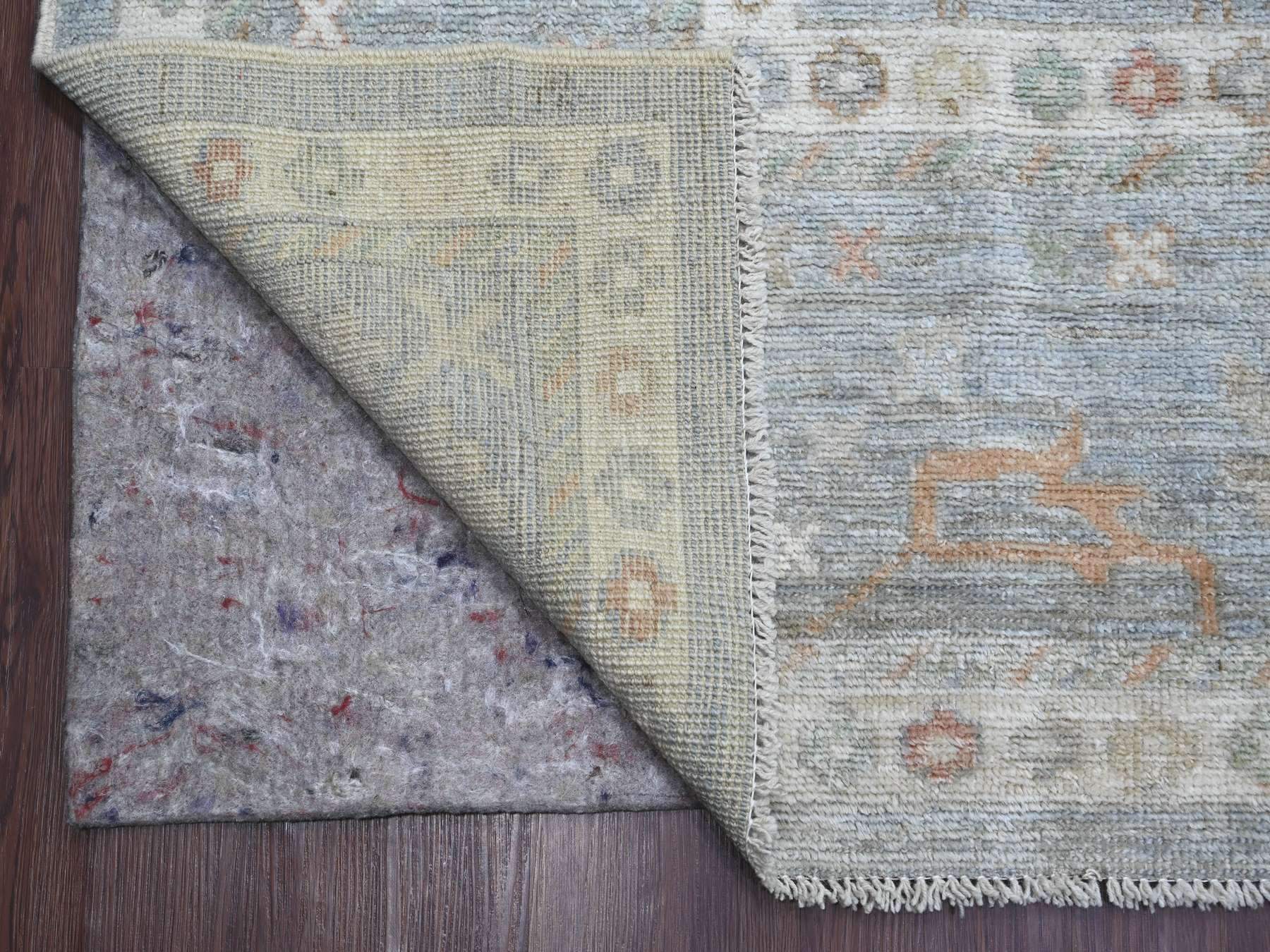 9'1"x11'9" Slate Blue, Afghan Angora Oushak with All Over Leaf Design, Densely Woven, Hand Knotted, 100% Wool, Oriental Rug HR21479 - Image 4