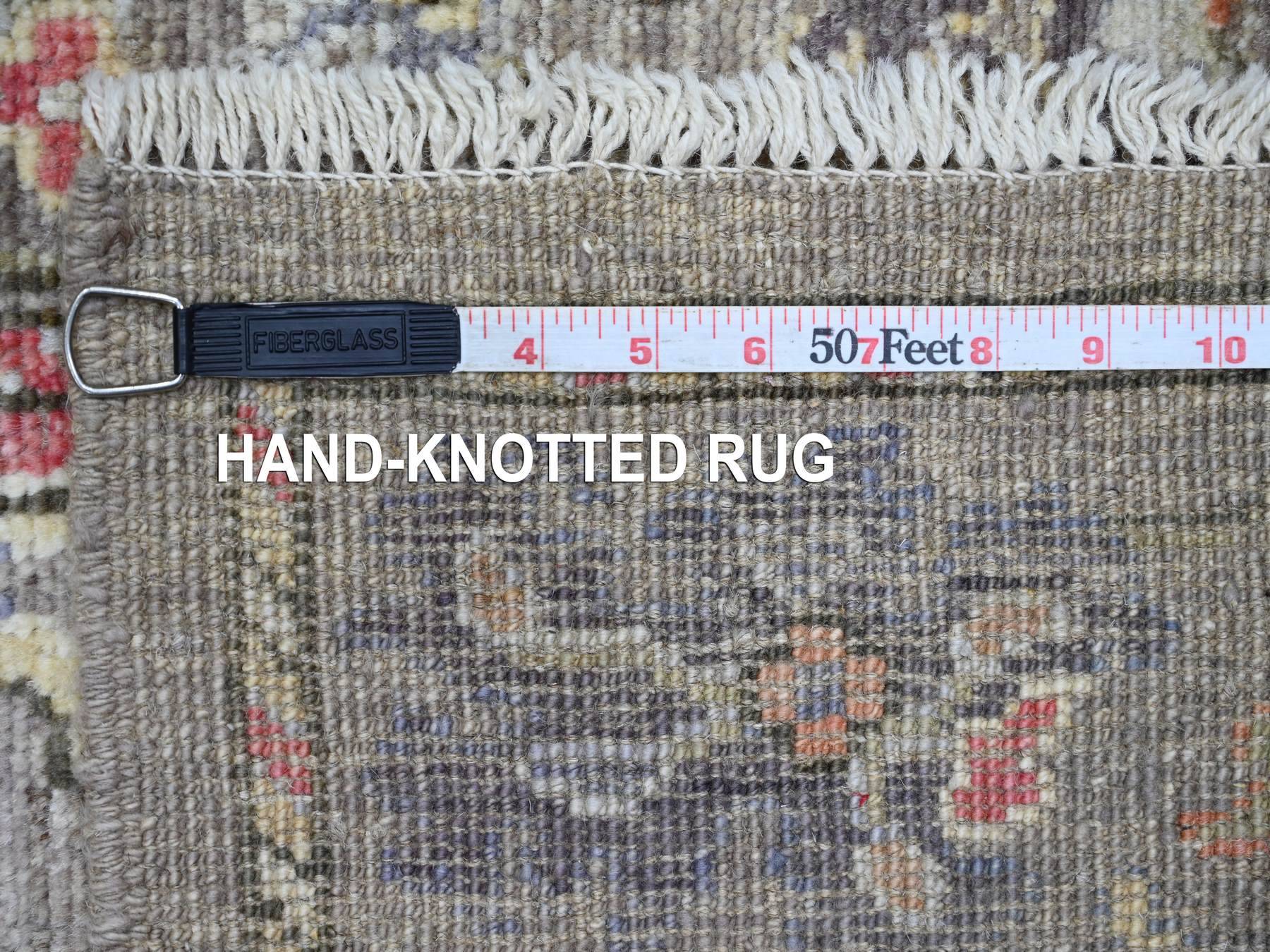 2'8"x13'8" Cedar Brown, Densely Woven, Hand Knotted, 100% Wool, Afghan Angora Oushak with All Over Leaf Design, Runner, Oriental Rug HR21522 - Image 6