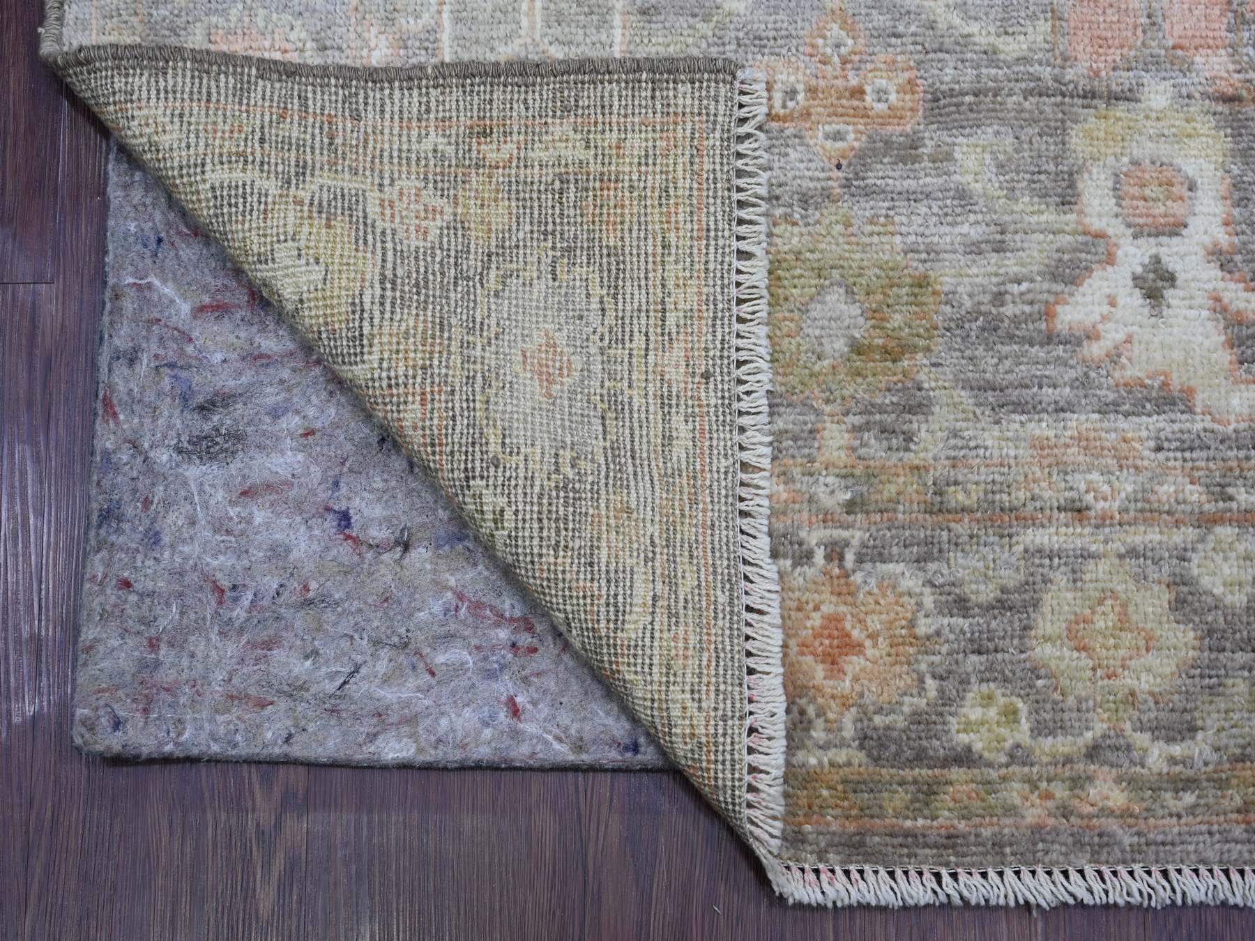 3'x19'4" Carob Brown, 100% Wool, Vegetable Dyes, Hand Knotted, Afghan Angora Oushak with All Over Leaf Design, Densely Woven, XL Runner, Oriental Rug HR21532 - Image 2