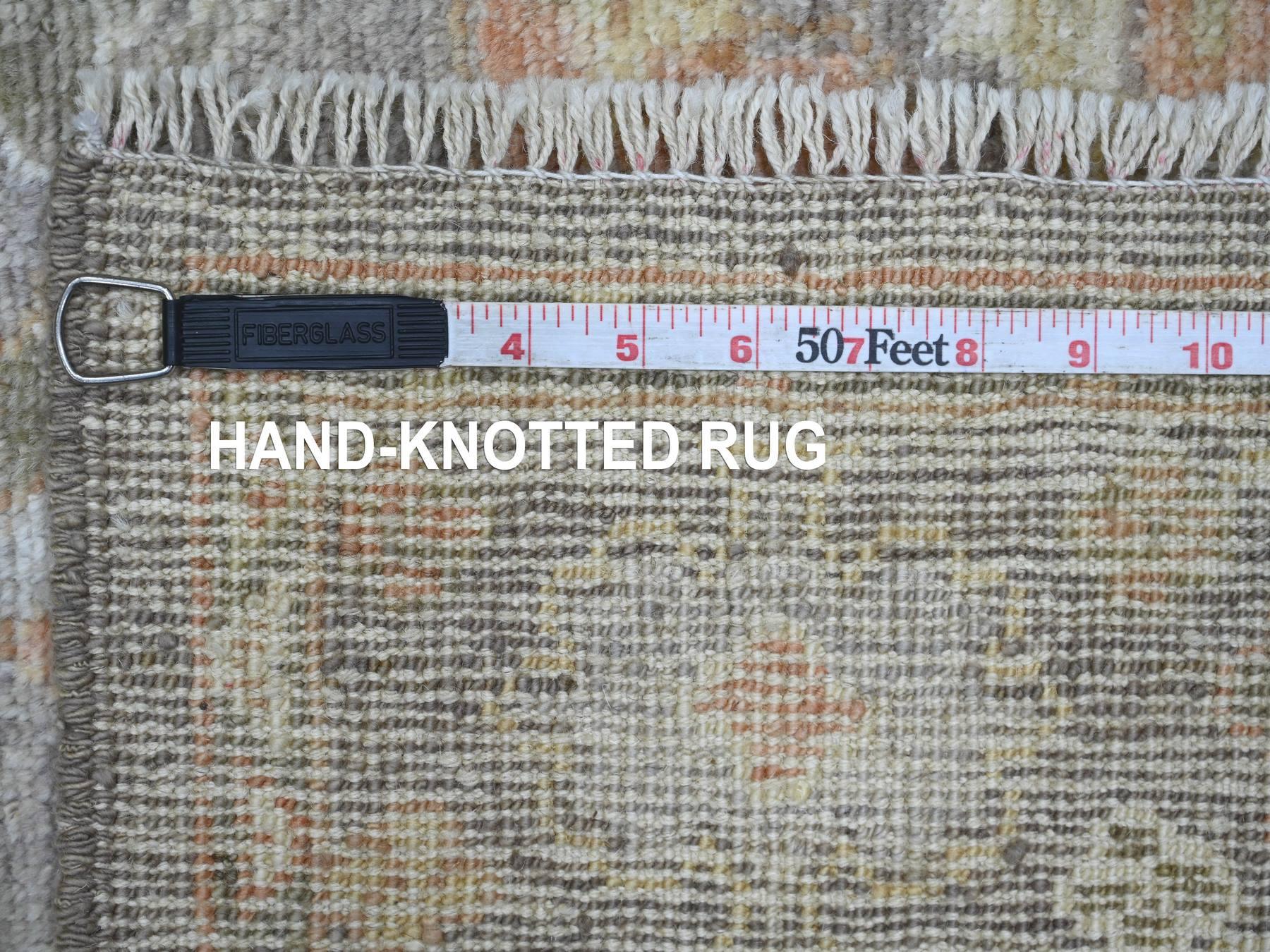 3'x19'4" Carob Brown, 100% Wool, Vegetable Dyes, Hand Knotted, Afghan Angora Oushak with All Over Leaf Design, Densely Woven, XL Runner, Oriental Rug HR21532 - Image 6