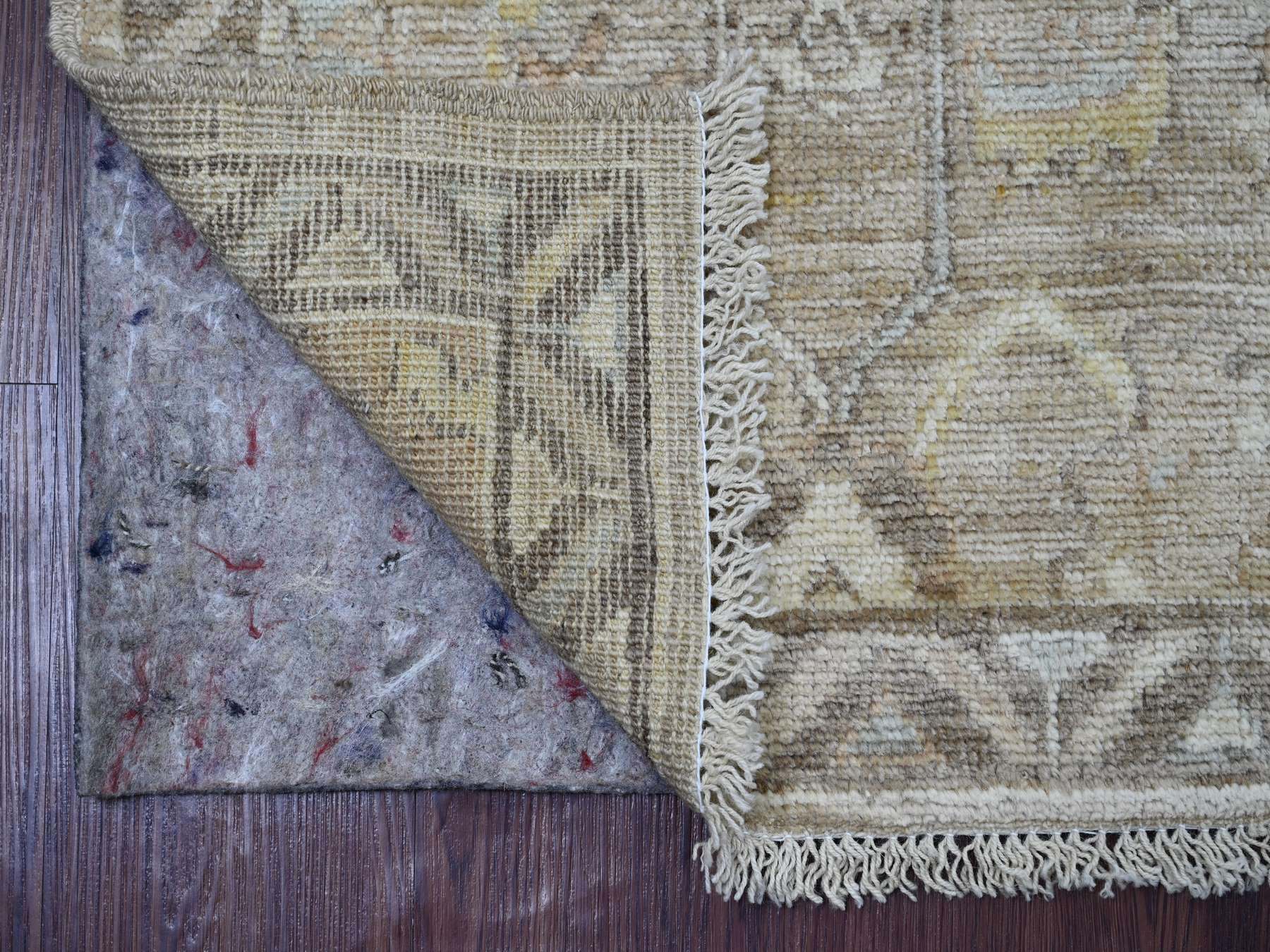 2'x3' Light Brown, Afghan Angora Oushak with All Over Vines Design, Densely Woven, 100% Wool, Hand Knotted, Mat, Sample, Oriental Rug HR21534 - Image 2