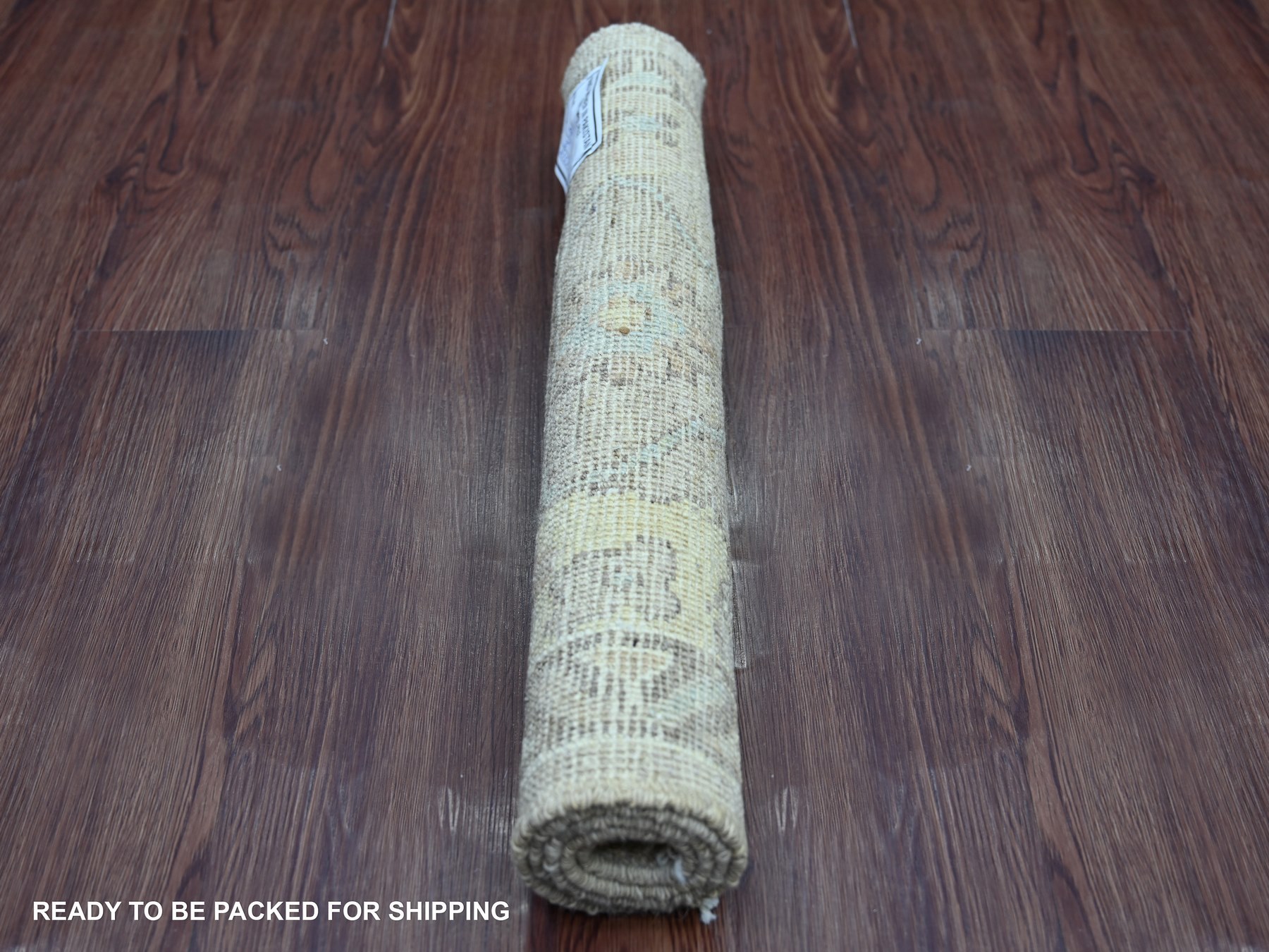 2'x3' Light Brown, Afghan Angora Oushak with All Over Vines Design, Densely Woven, 100% Wool, Hand Knotted, Mat, Sample, Oriental Rug HR21534 - Image 4