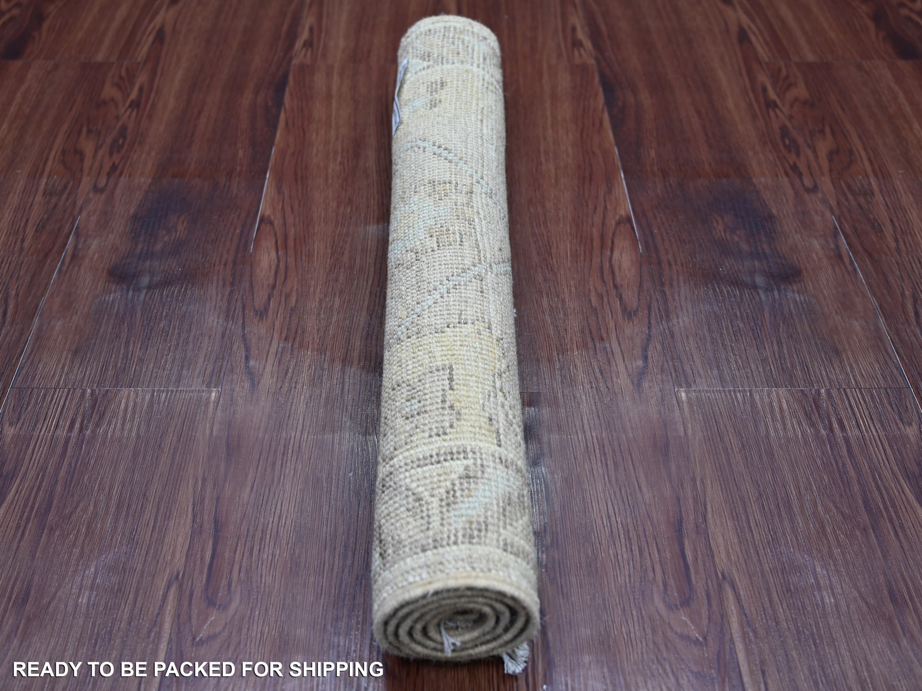 2'x3' Light Brown, Natural Dyes, Afghan Angora Oushak with All Over Vines Design, Hand Knotted, 100% Wool, Mat, Sample, Oriental Rug HR21596 - Image 4