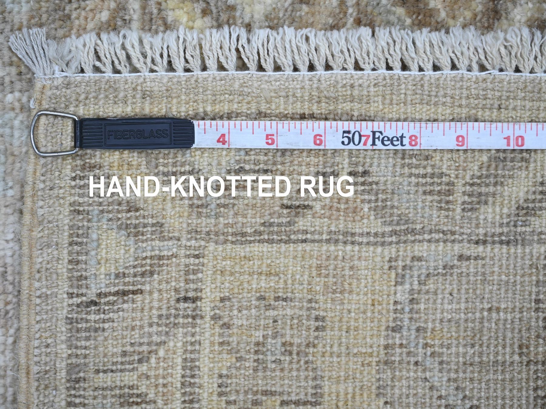 2'x3' Light Brown, Natural Dyes, Afghan Angora Oushak with All Over Vines Design, Hand Knotted, 100% Wool, Mat, Sample, Oriental Rug HR21596 - Image 6