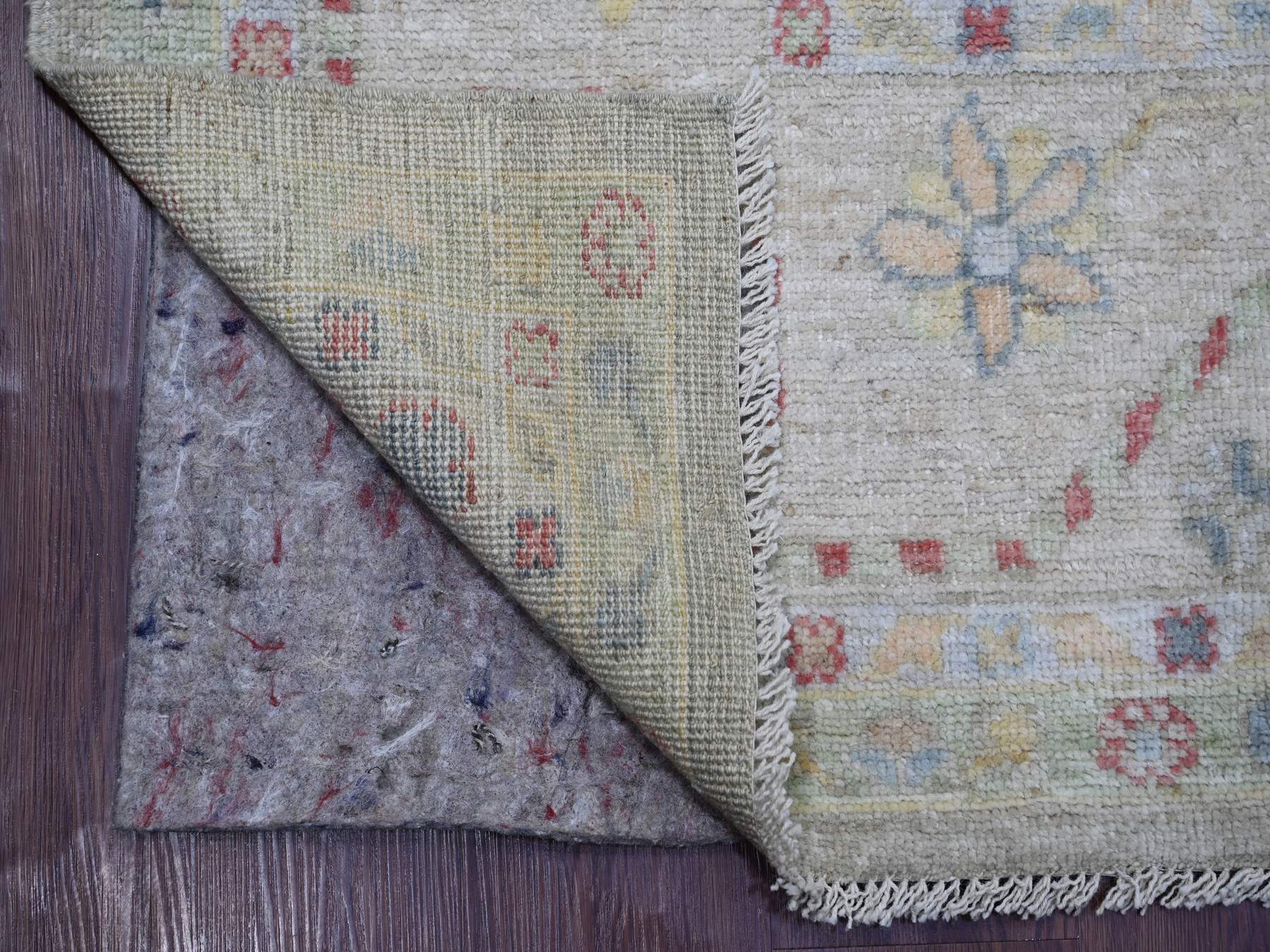 8'x9'10" Artichoke Green, Afghan Angora Oushak with Colorful Leaf Design, Natural Dyes, Hand Knotted, 100% Wool, Oriental Rug HR21610 - Image 4