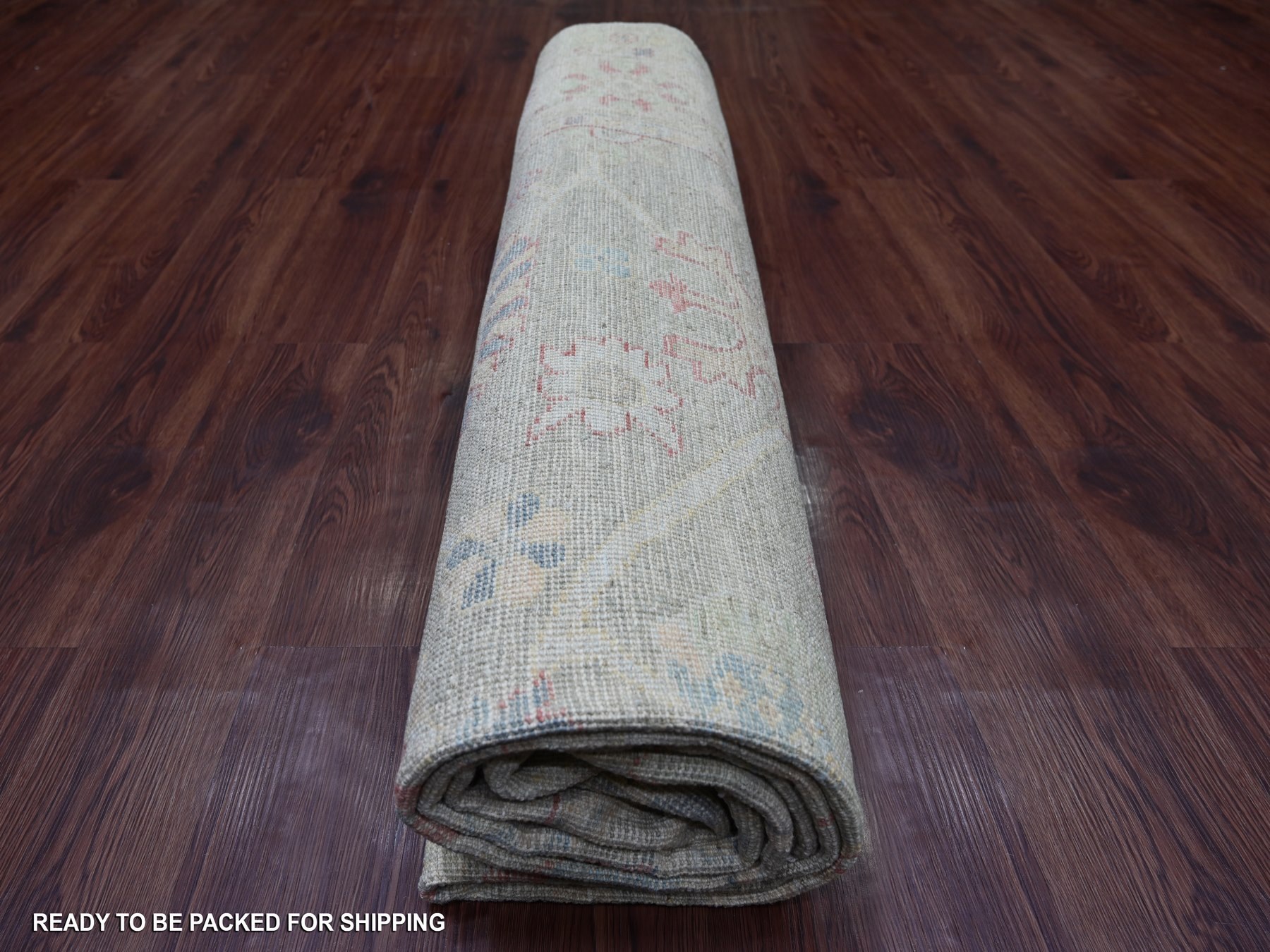 8'x9'10" Artichoke Green, Afghan Angora Oushak with Colorful Leaf Design, Natural Dyes, Hand Knotted, 100% Wool, Oriental Rug HR21610 - Image 9