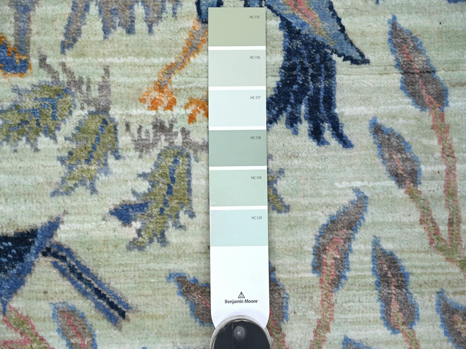 2'7"x6'2" Pistachio Green, Afghan Peshawar with Birds of Paradise Design, Hand Knotted, Soft and Shiny Wool, Vegetable Dyes, Runner, Oriental Rug HR21654 - Image 3