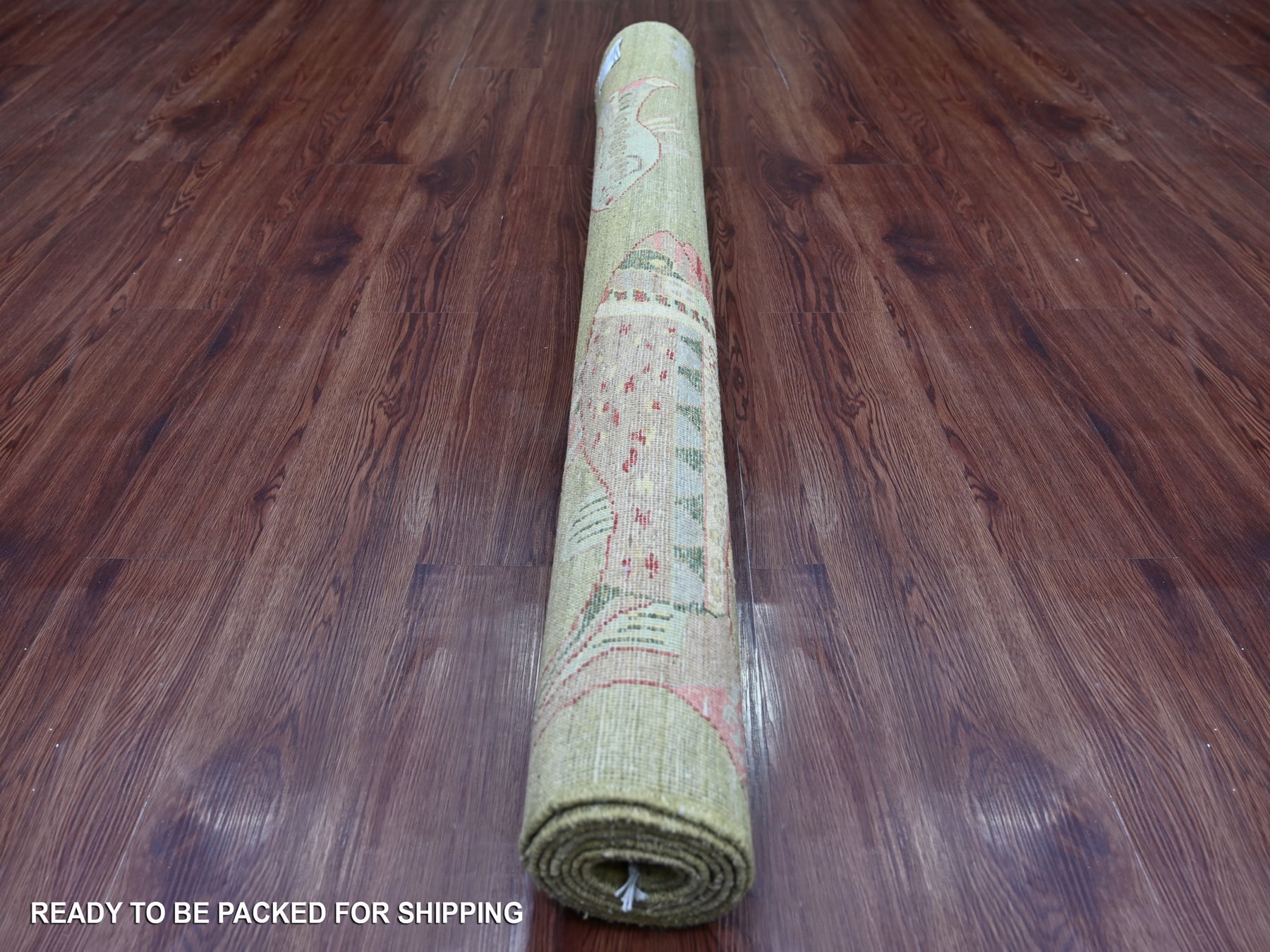 5'x6'10" Swamp Green, Afghan Peshawar with Colorful Oceanic Fish Design, Natural Dyes, Hand Knotted, Pure Wool, Oriental Rug HR21661 - Image 4