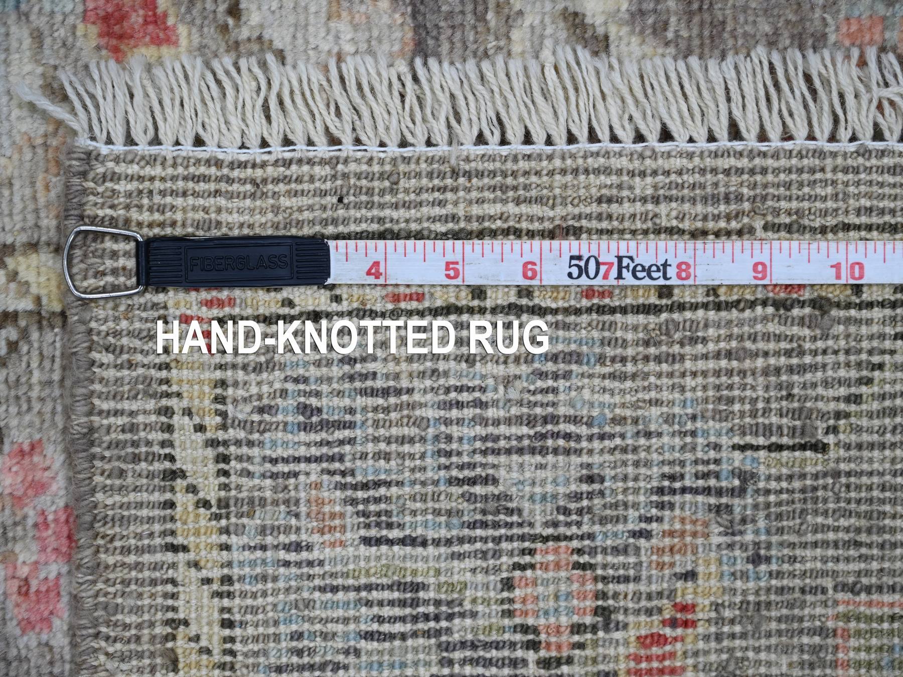2'7"x11'6" Tortilla Brown, Afghan Angora Oushak with All Over Leaf Design, Natural Dyes, Hand Knotted, 100% Wool, Runner, Oriental Rug HR21701 - Image 6