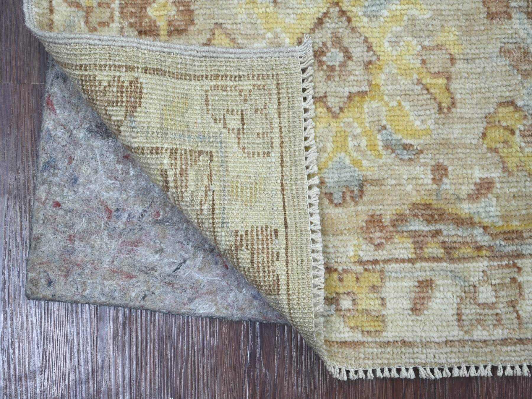2'x3' Light Brown, Afghan Angora Oushak with Colorful Leaf Design, Hand Knotted, 100% Wool, Mat, Sample, Oriental Rug HR21754 - Image 2