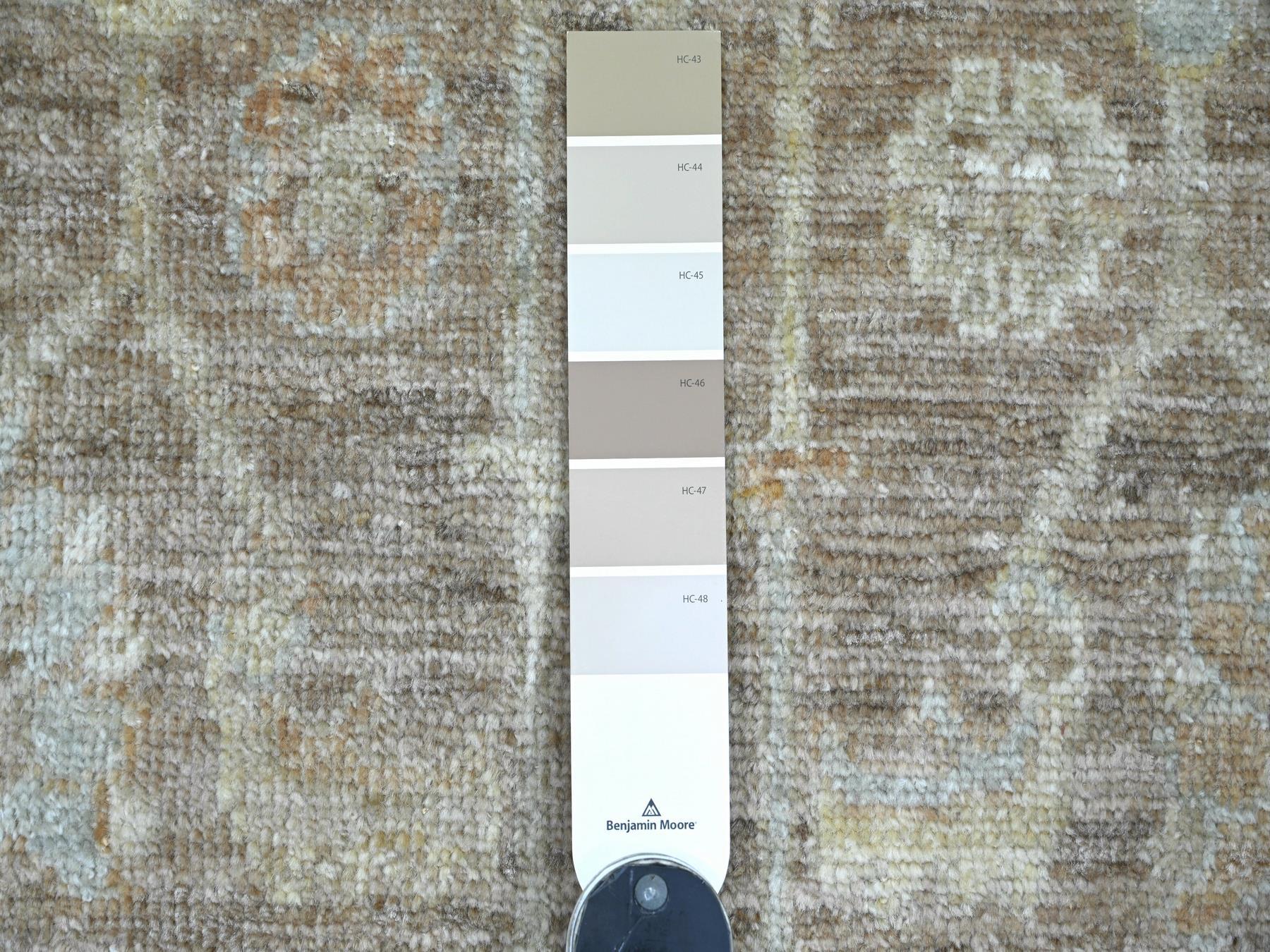 2'x3' Cedar Brown, Vegetable Dyes, Afghan Angora Oushak with All Over Vines Design, 100% Wool, Hand Knotted, Mat, Sample, Oriental Rug HR21755 - Image 3