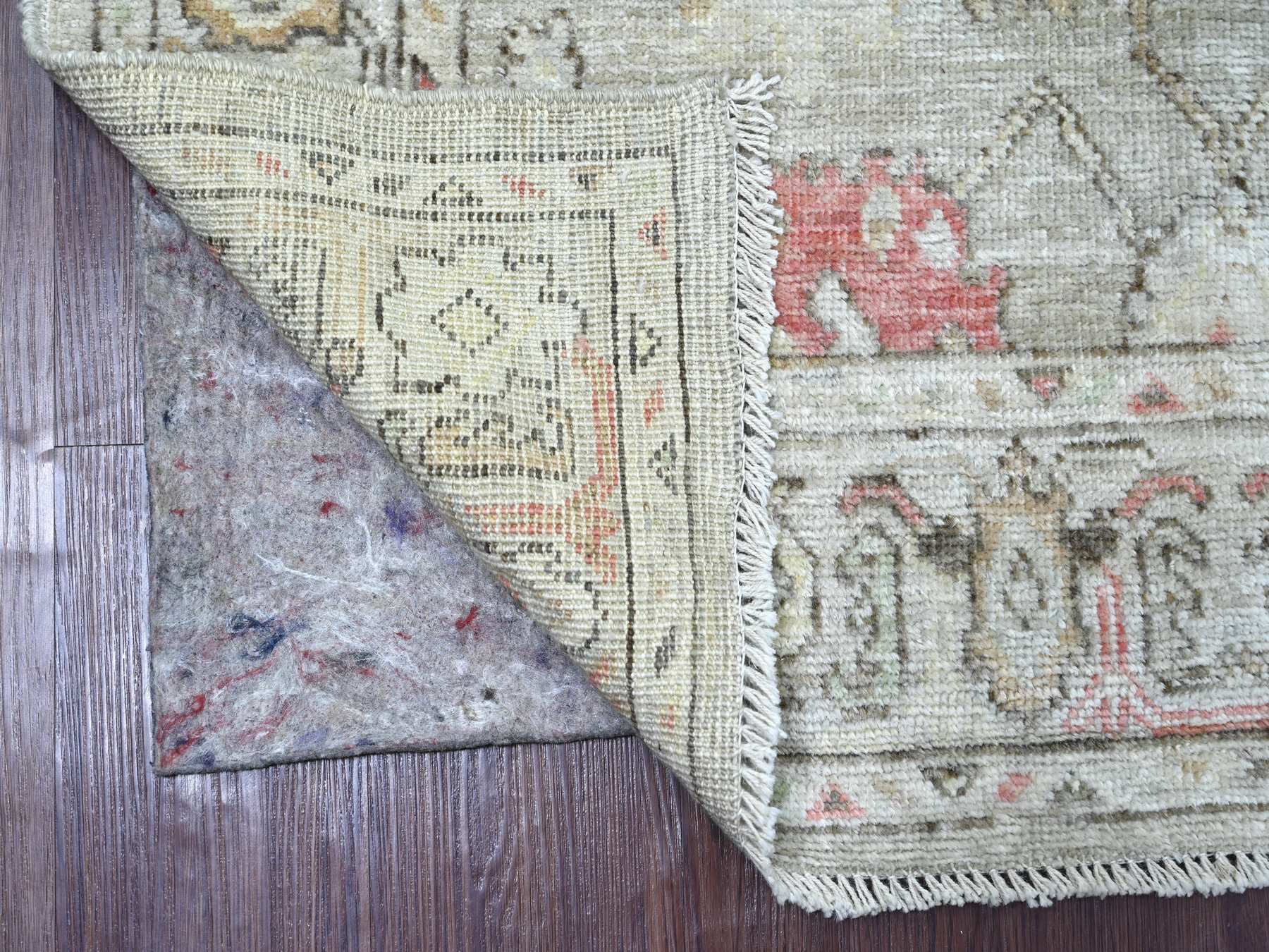 4'2"x6'3" Spanish Gray, Afghan Angora Oushak with All Over Vines Design, Vegetable Dyes, Hand Knotted, 100% Wool, Oriental Rug HR21758 - Image 2