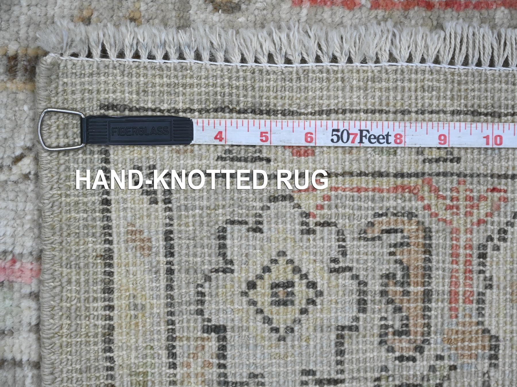 4'2"x6'3" Spanish Gray, Afghan Angora Oushak with All Over Vines Design, Vegetable Dyes, Hand Knotted, 100% Wool, Oriental Rug HR21758 - Image 6