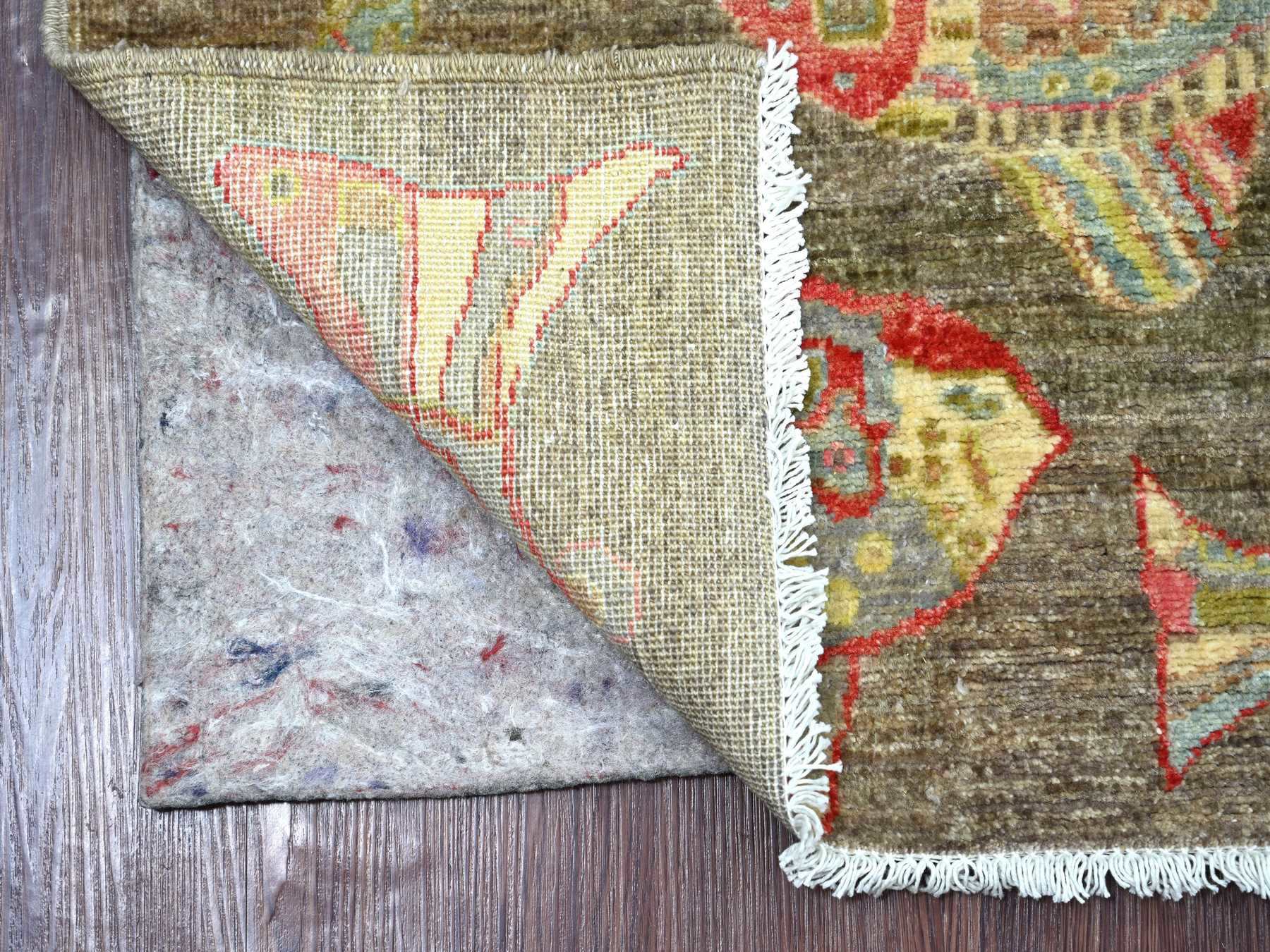 2'6"x7'10" Brown, Afghan Peshawar with Colorful Oceanic Fish Design, Hand Knotted, Soft and Velvety Wool, Runner, Oriental Rug HR21838 - Image 2