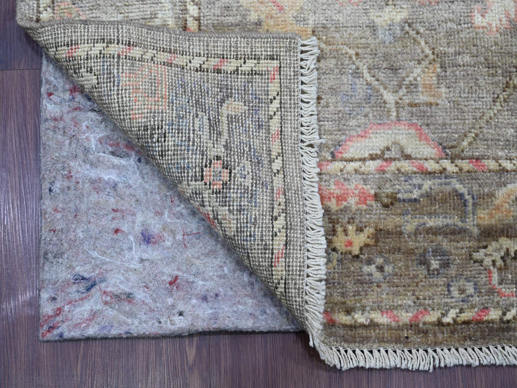 2'10"x17'6" Coffee Brown, Afghan Angora Oushak with All Over Leaf Design, Hand Knotted, 100% Wool, Vegetable Dyes, XL Runner, Oriental Rug HR22025 - Image 2