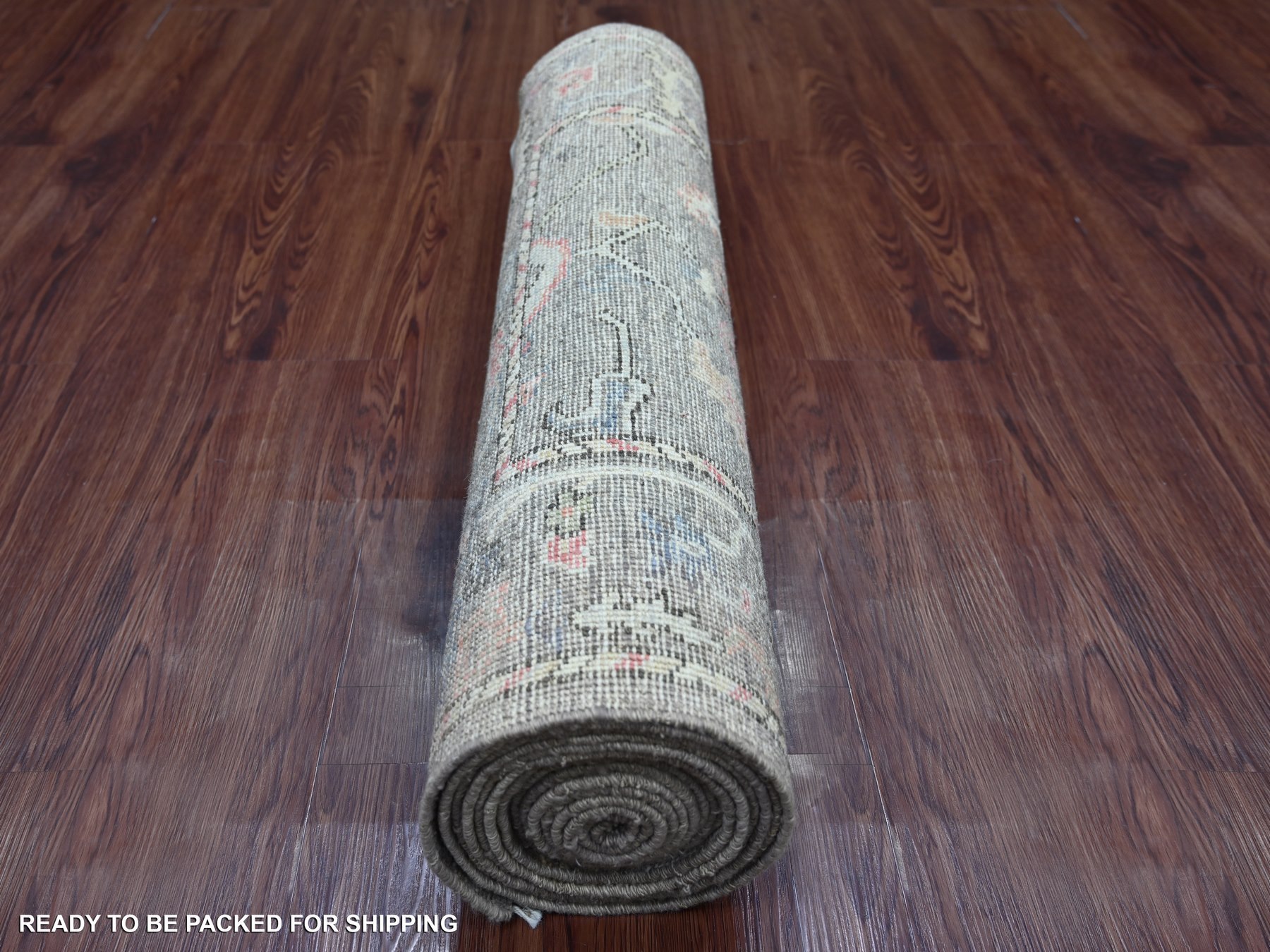 2'10"x17'6" Coffee Brown, Afghan Angora Oushak with All Over Leaf Design, Hand Knotted, 100% Wool, Vegetable Dyes, XL Runner, Oriental Rug HR22025 - Image 4