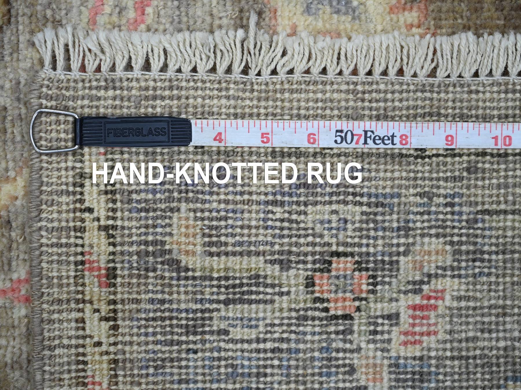 2'10"x17'6" Coffee Brown, Afghan Angora Oushak with All Over Leaf Design, Hand Knotted, 100% Wool, Vegetable Dyes, XL Runner, Oriental Rug HR22025 - Image 6