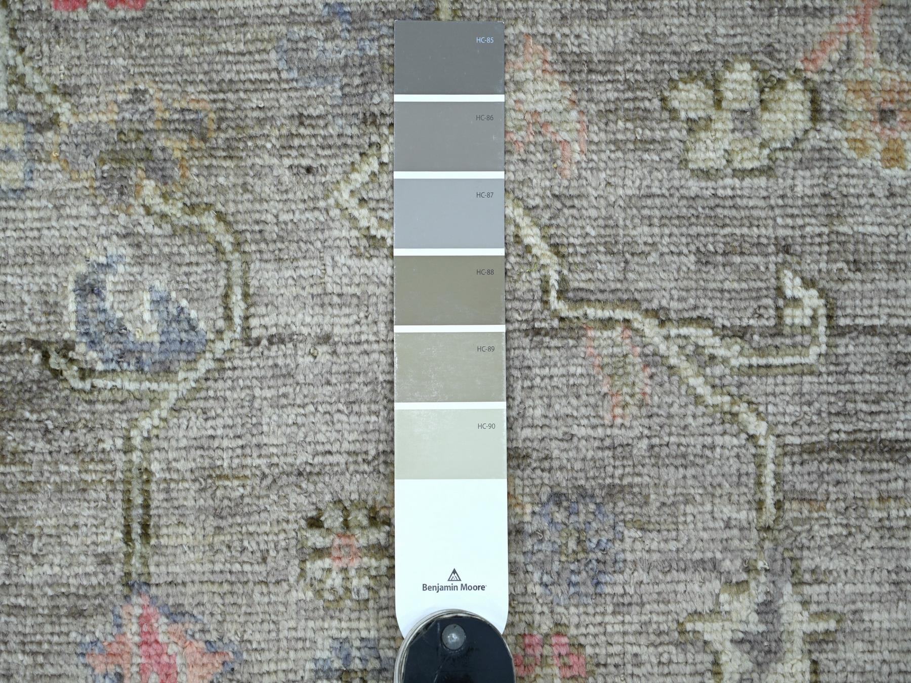 2'10"x17'4" Faded Brown, Afghan Angora Oushak with All Over Leaf Design, Hand Knotted, 100% Wool, Vegetable Dyes, XL Runner, Oriental Rug HR22051 - Image 3
