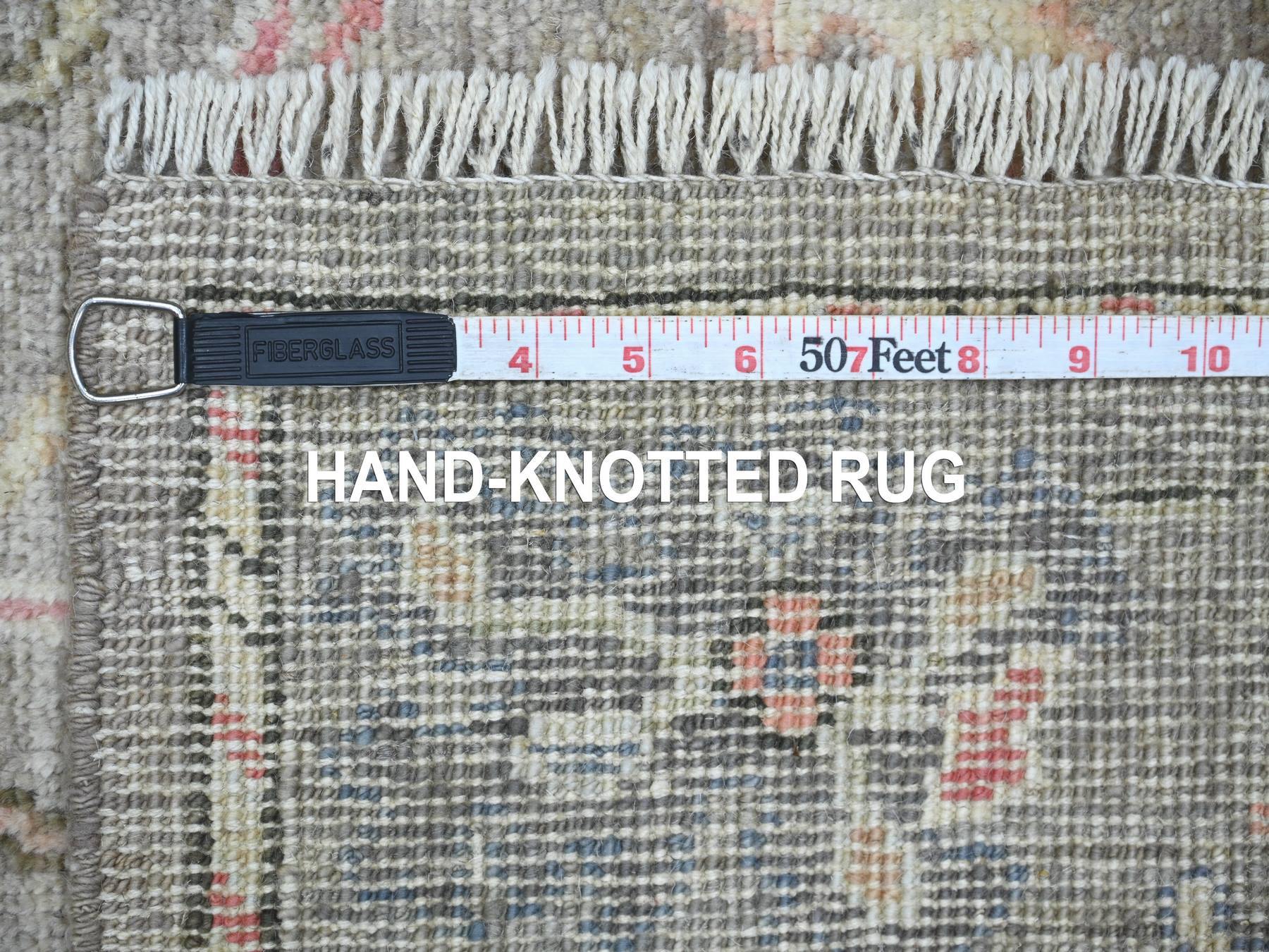 2'10"x17'4" Faded Brown, Afghan Angora Oushak with All Over Leaf Design, Hand Knotted, 100% Wool, Vegetable Dyes, XL Runner, Oriental Rug HR22051 - Image 6