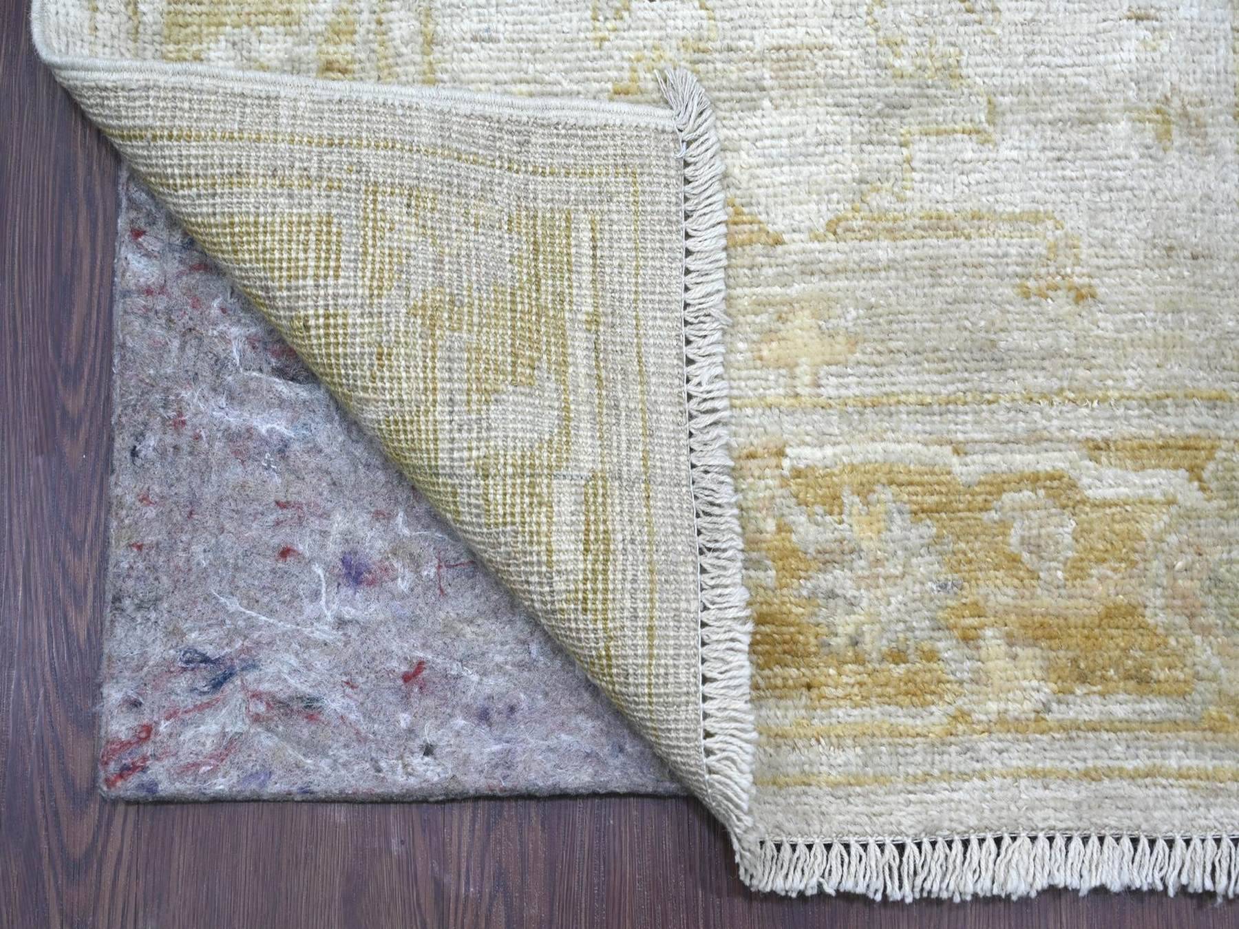 2'9"x17'4" Light Gray, Afghan Angora Oushak with All Over Leaf Design, Hand Knotted, 100% Wool, Vegetable Dyes, XL Runner, Oriental Rug HR22152 - Image 2