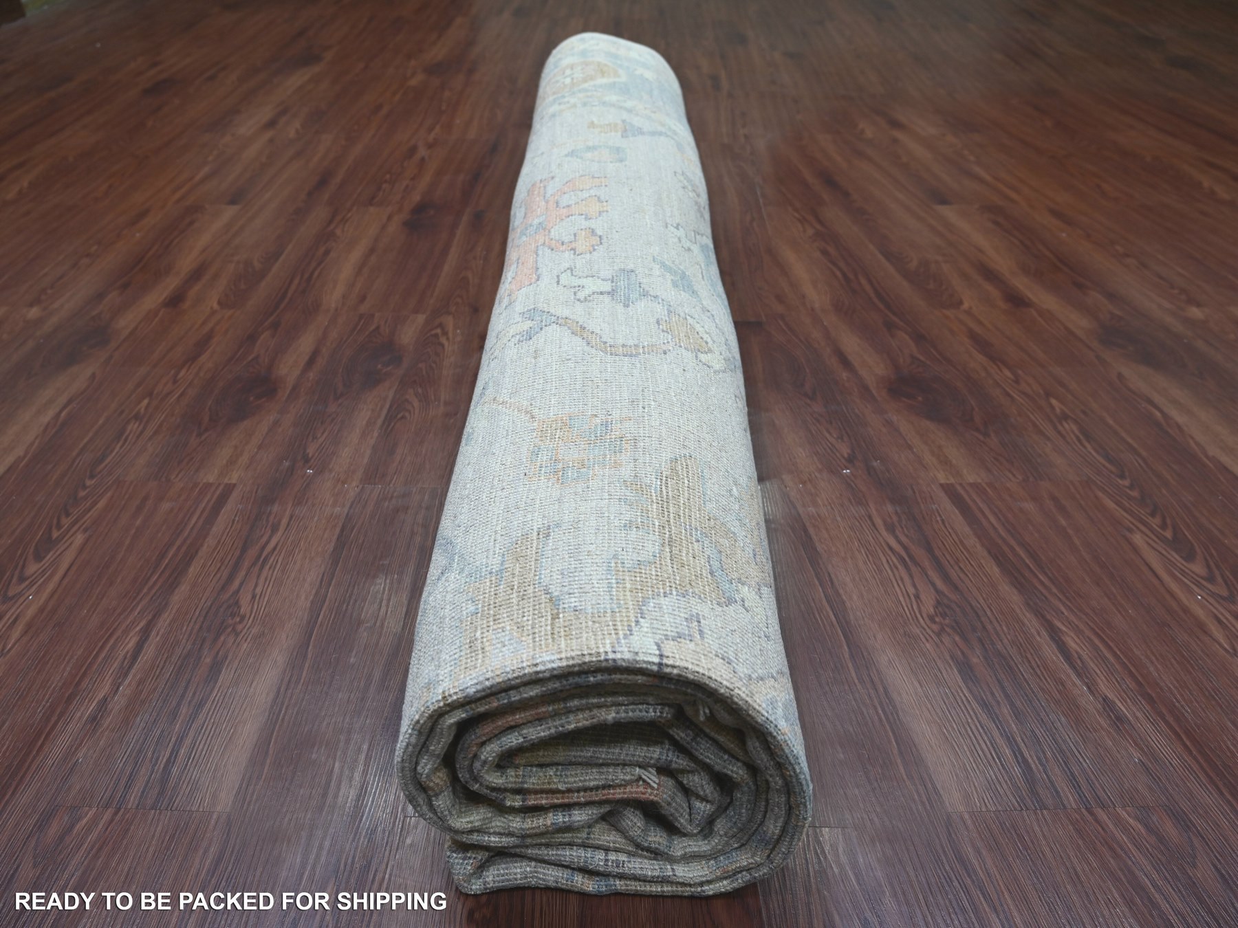 11'10"x14'6" Light Gray, Hand Knotted, Afghan Angora Oushak with All Over Leaf Design, 100% Wool, Vegetable Dyes, Oversized, XL, Oriental Rug HR22185 - Image 9
