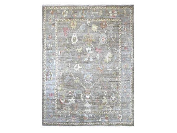 9'3"x11'10" Cedar Brown, Hand Knotted, Afghan Angora Oushak with All Over Leaf Design, 100% Wool, Vegetable Dyes, Oriental Rug HR22187