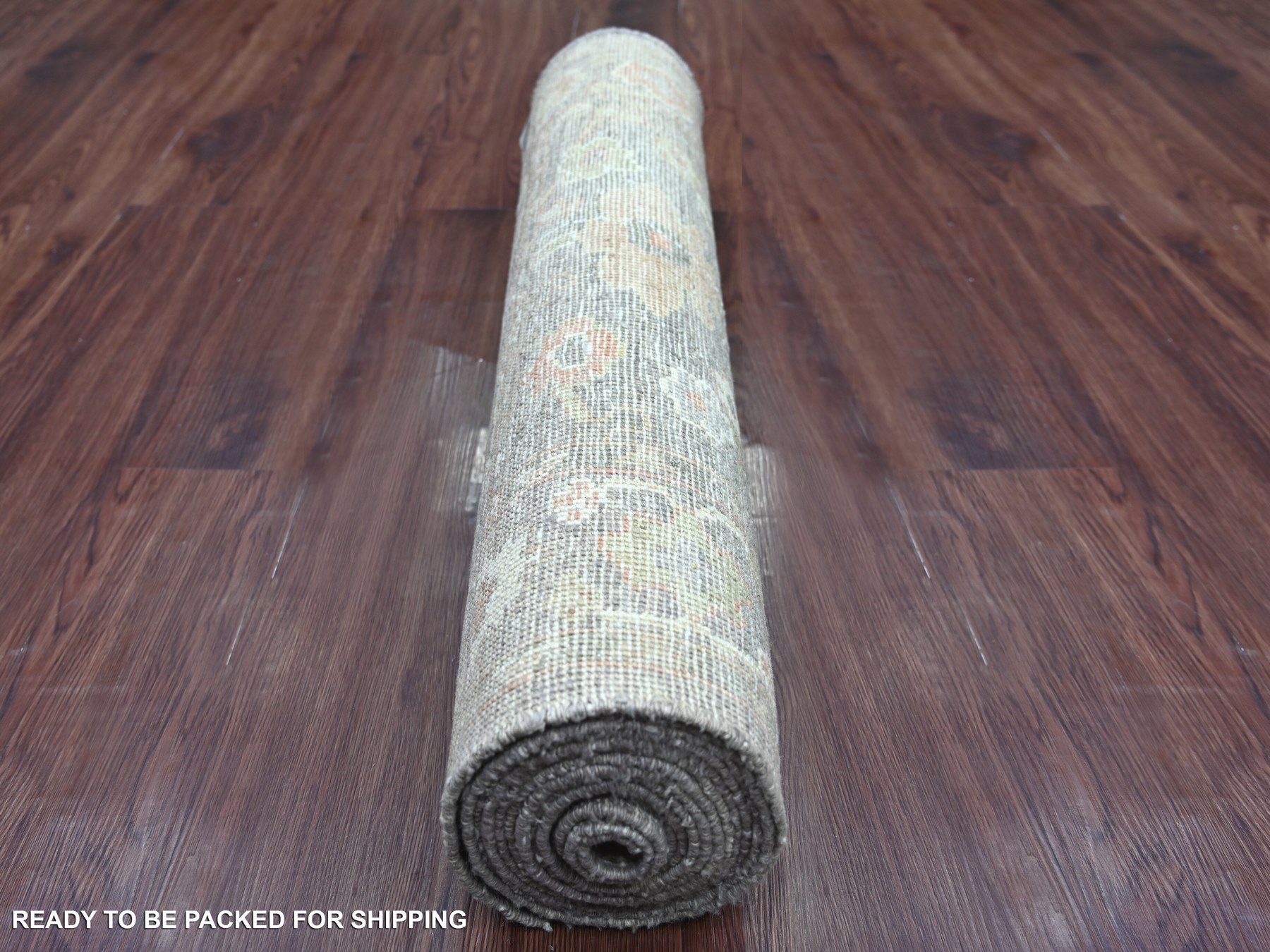 3'x15' Coffee Brown, Afghan Angora Oushak with All Over Leaf Design, Hand Knotted, 100% Wool, Vegetable Dyes, XL Runner, Oriental Rug HR22194 - Image 4